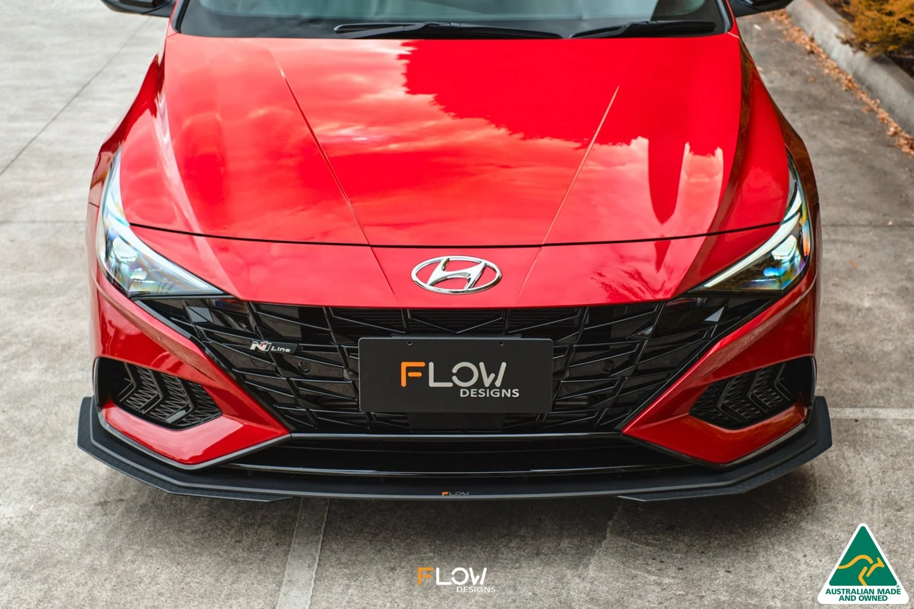 Flow Designs CN7 i30 N Line Sedan (2020-2022) Front Lip Splitter & Mounting Brace [GLOSS BLACK] - Image 7