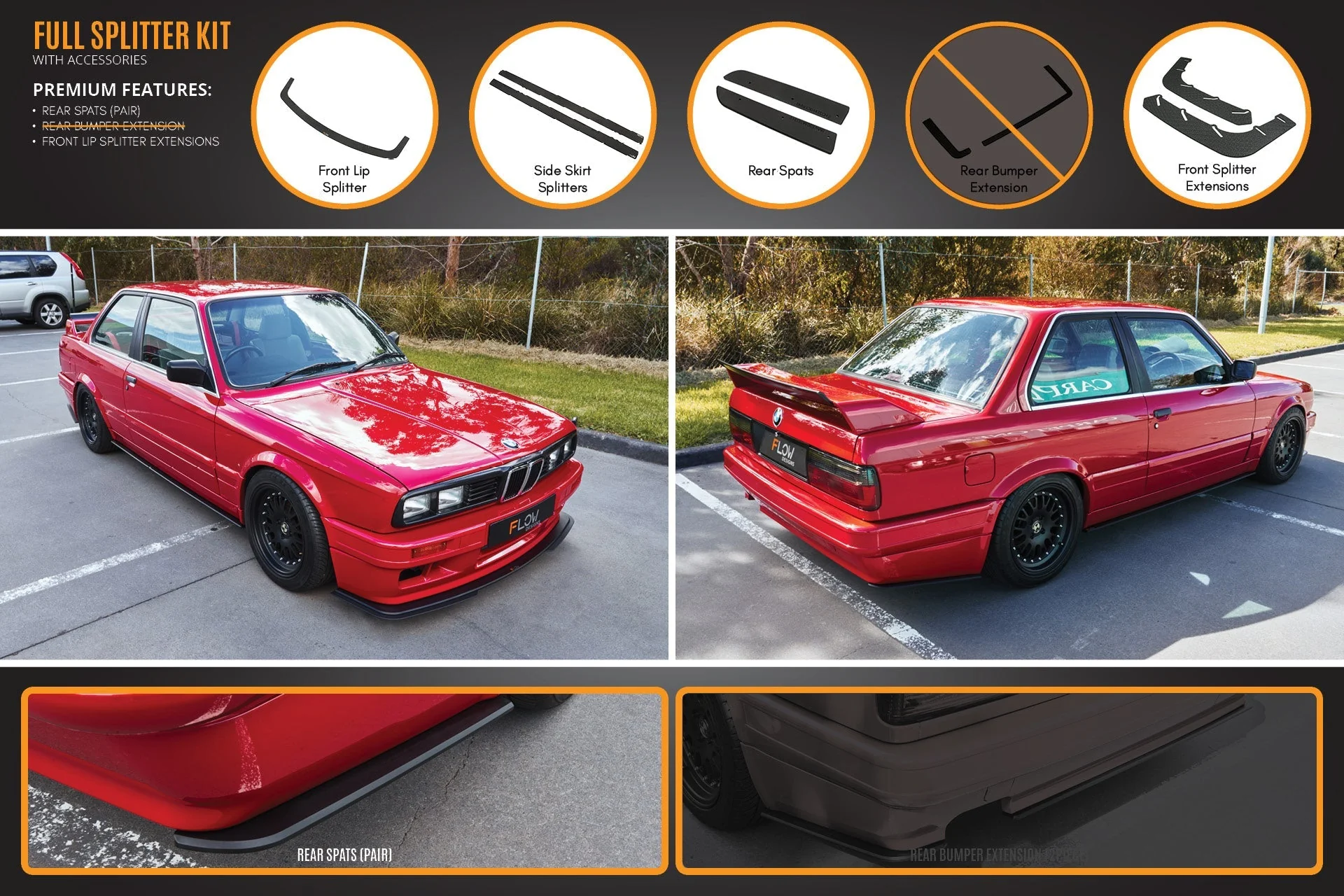 E30 M-Tech 2 Full Lip Splitter Set - Image 3