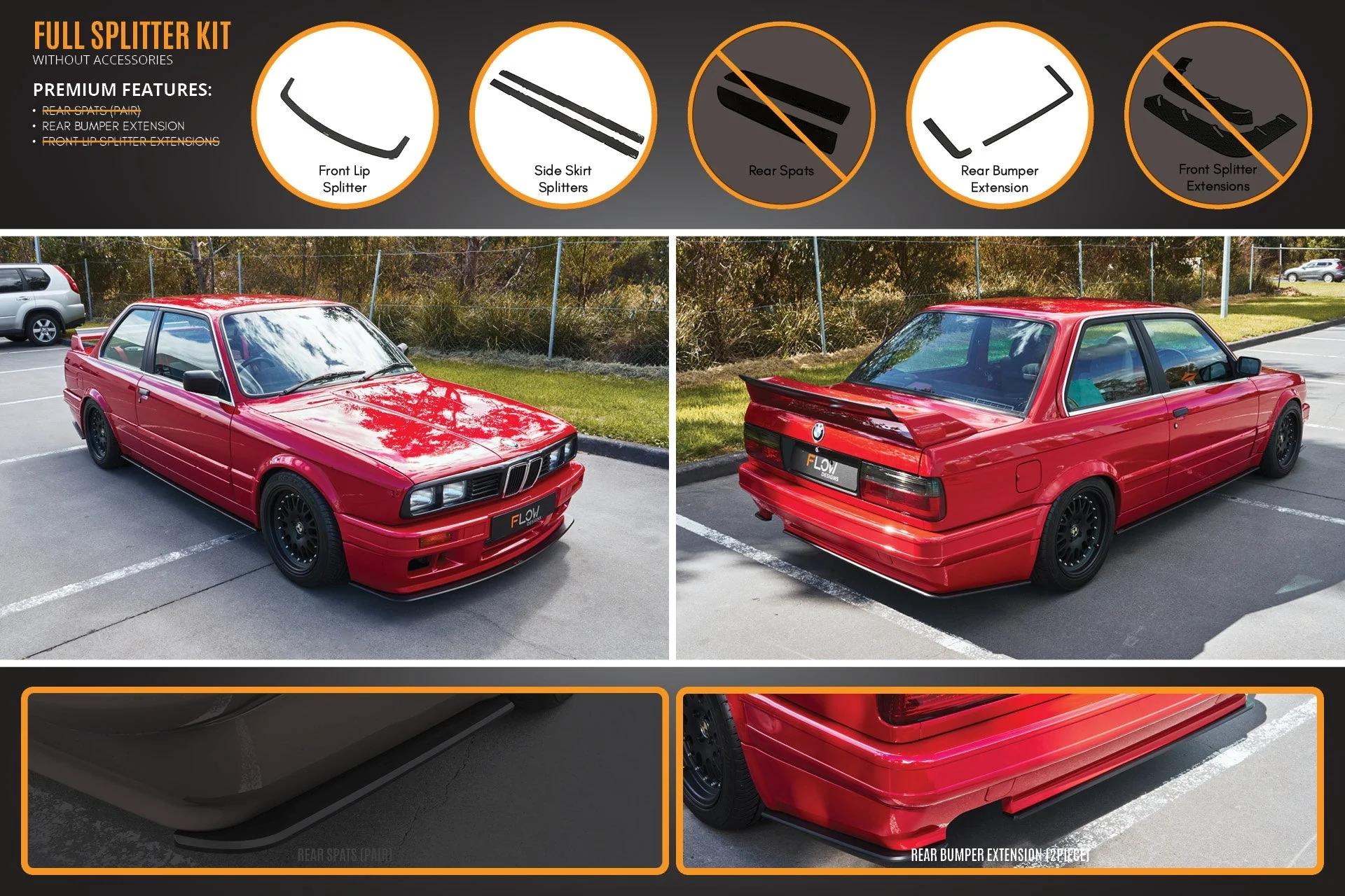 E30 M-Tech 2 Full Lip Splitter Set - Image 4