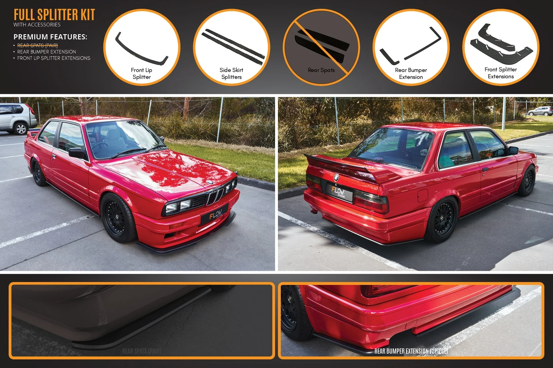 E30 M-Tech 2 Full Lip Splitter Set - Image 5