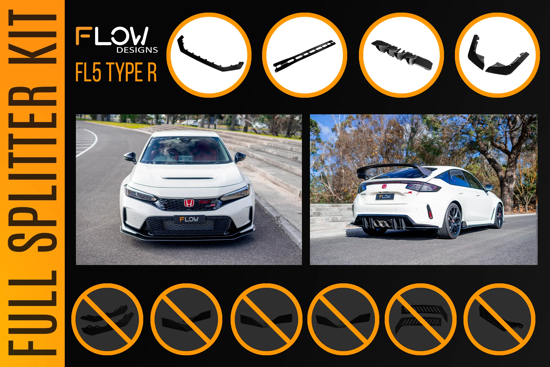 Honda FL5 Civic Type R - Full Lip Splitter Set - Image 5