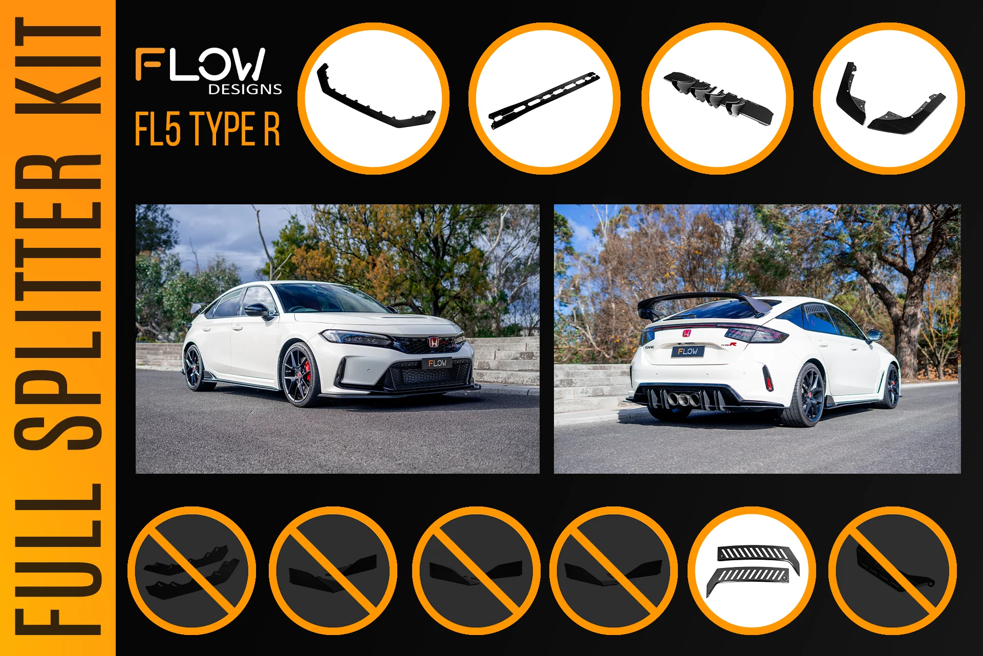 Honda FL5 Civic Type R - Full Lip Splitter Set - Image 7