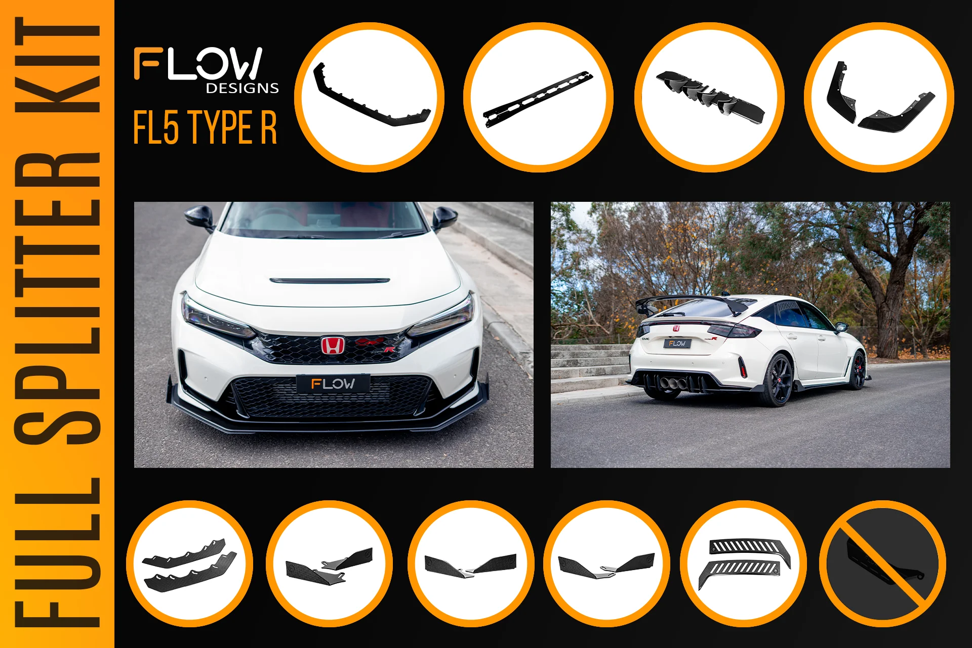 Honda FL5 Civic Type R - Full Lip Splitter Set - Image 8