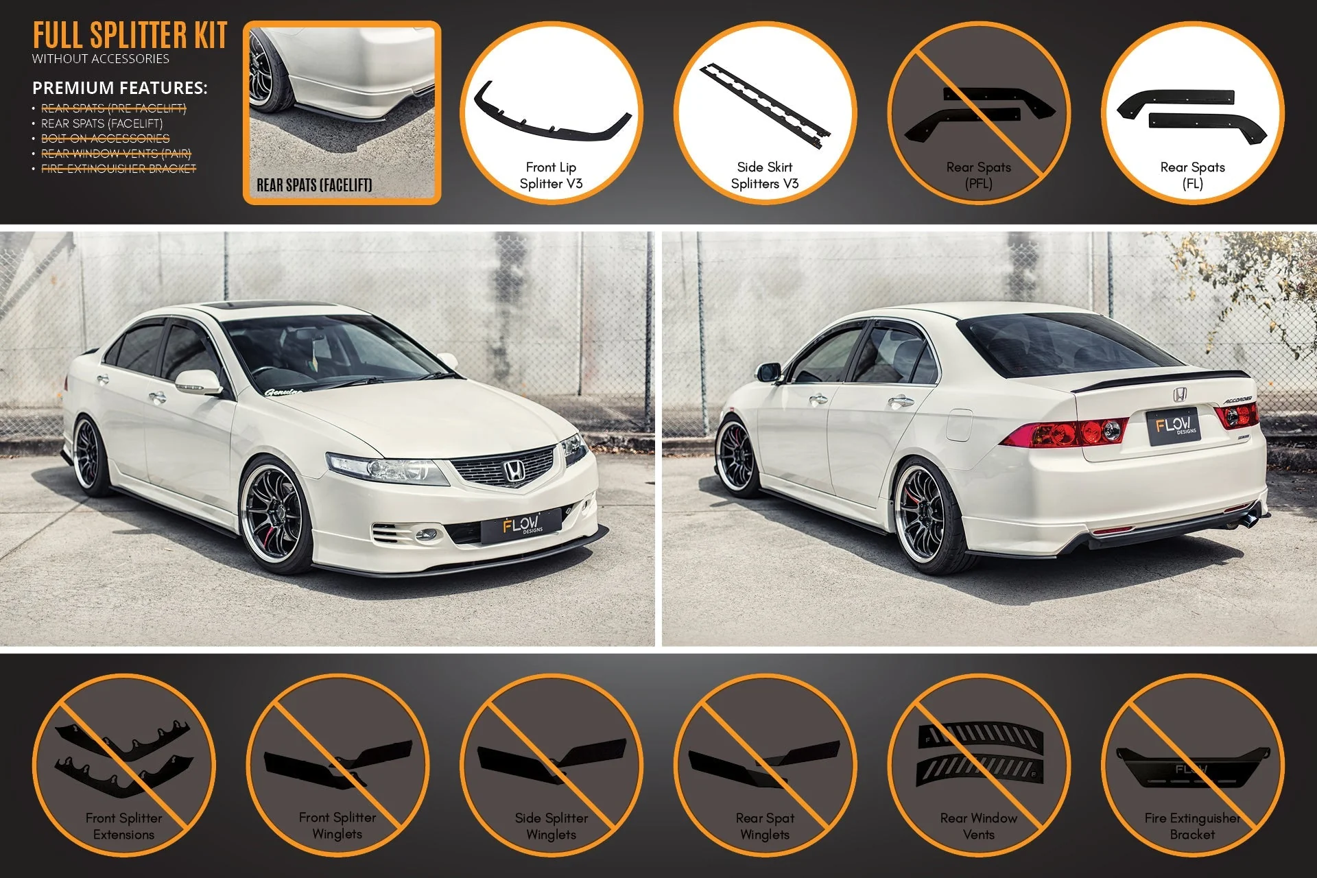 Honda Accord Euro FACELIFT CL7/CL9 Full Lip Splitter Set - Image 10