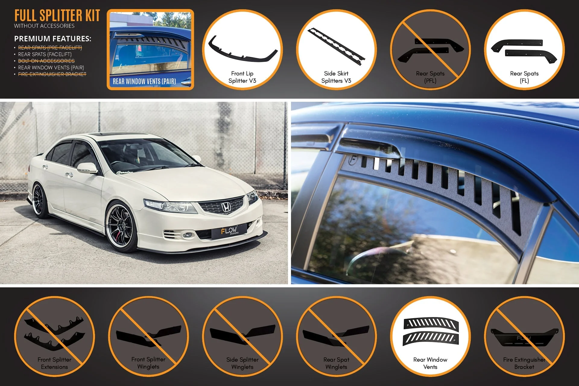 Honda Accord Euro FACELIFT CL7/CL9 Full Lip Splitter Set - Image 11