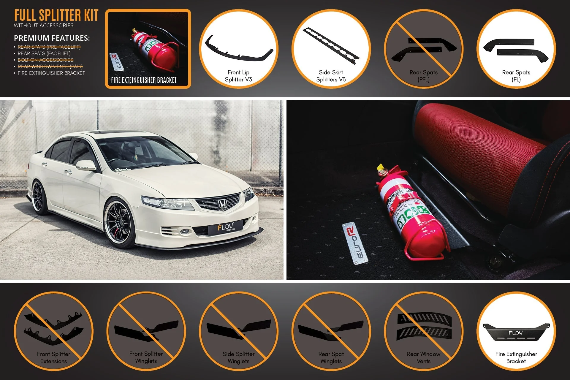 Honda Accord Euro FACELIFT CL7/CL9 Full Lip Splitter Set - Image 12