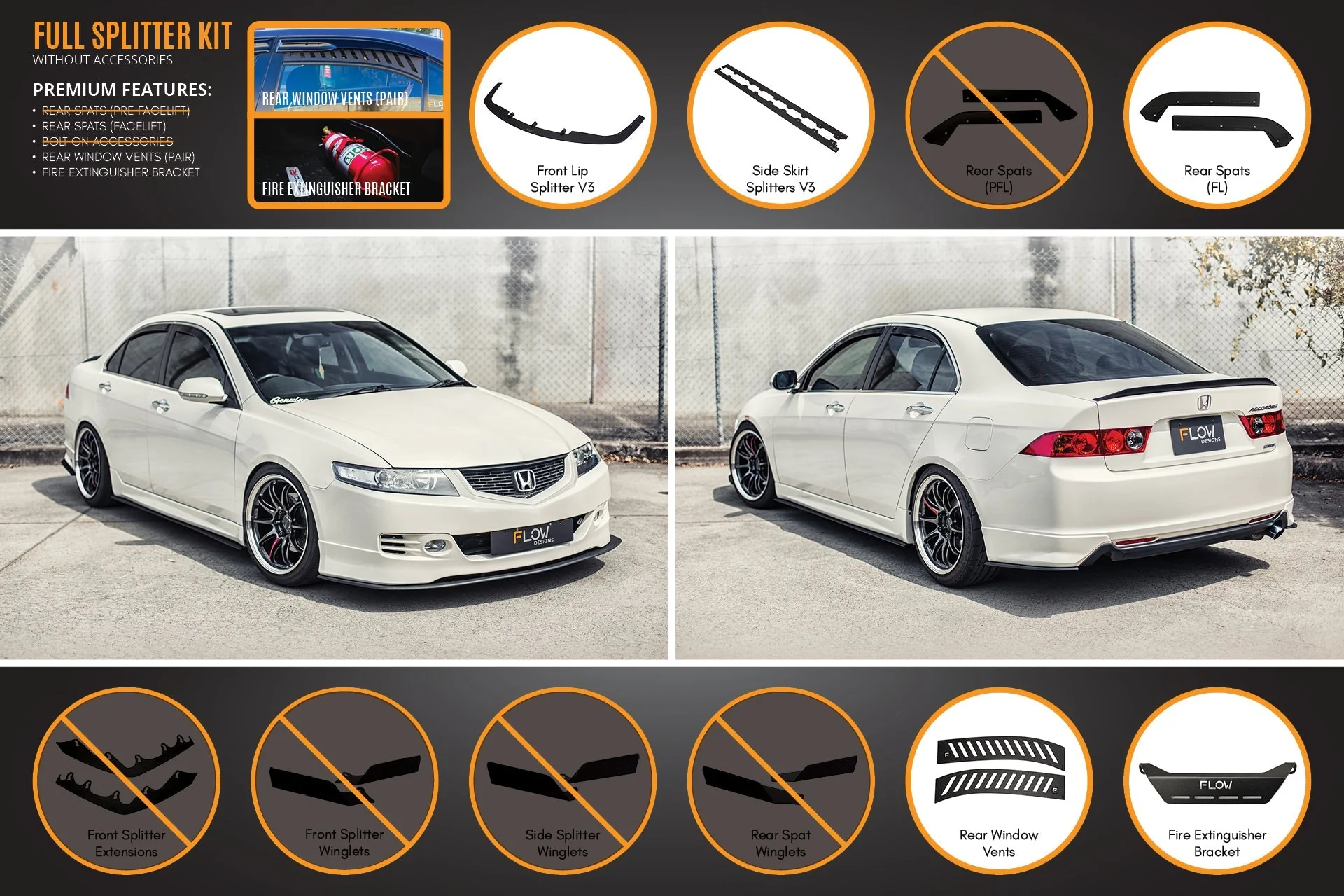 Honda Accord Euro FACELIFT CL7/CL9 Full Lip Splitter Set - Image 13