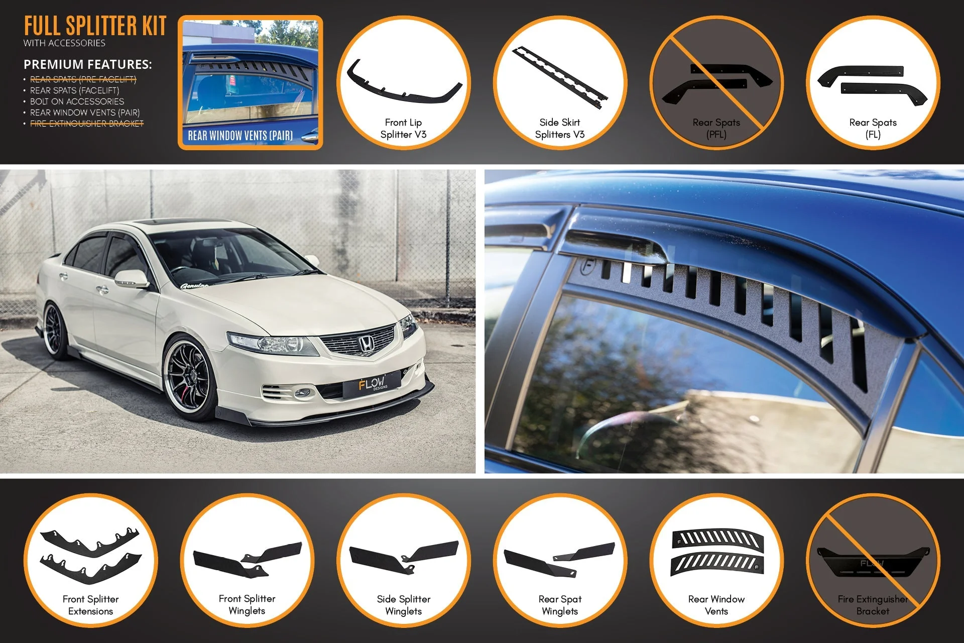 Honda Accord Euro FACELIFT CL7/CL9 Full Lip Splitter Set - Image 15