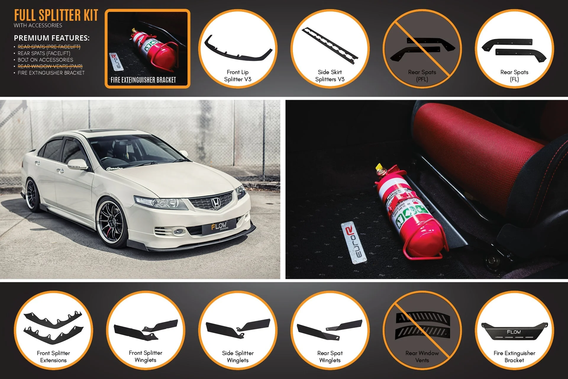 Honda Accord Euro FACELIFT CL7/CL9 Full Lip Splitter Set - Image 16
