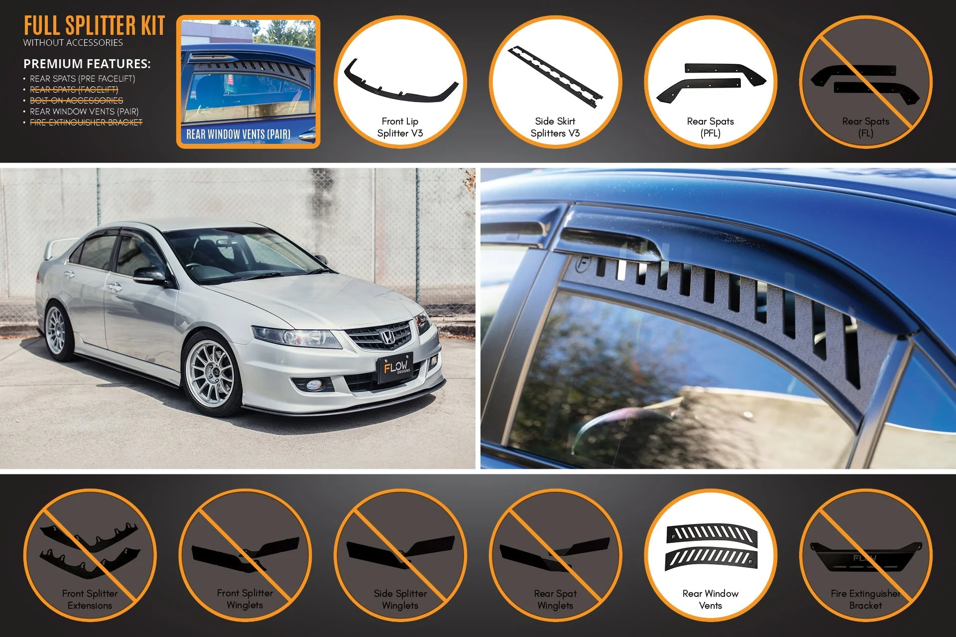 Honda Accord Euro FACELIFT CL7/CL9 Full Lip Splitter Set - Image 3