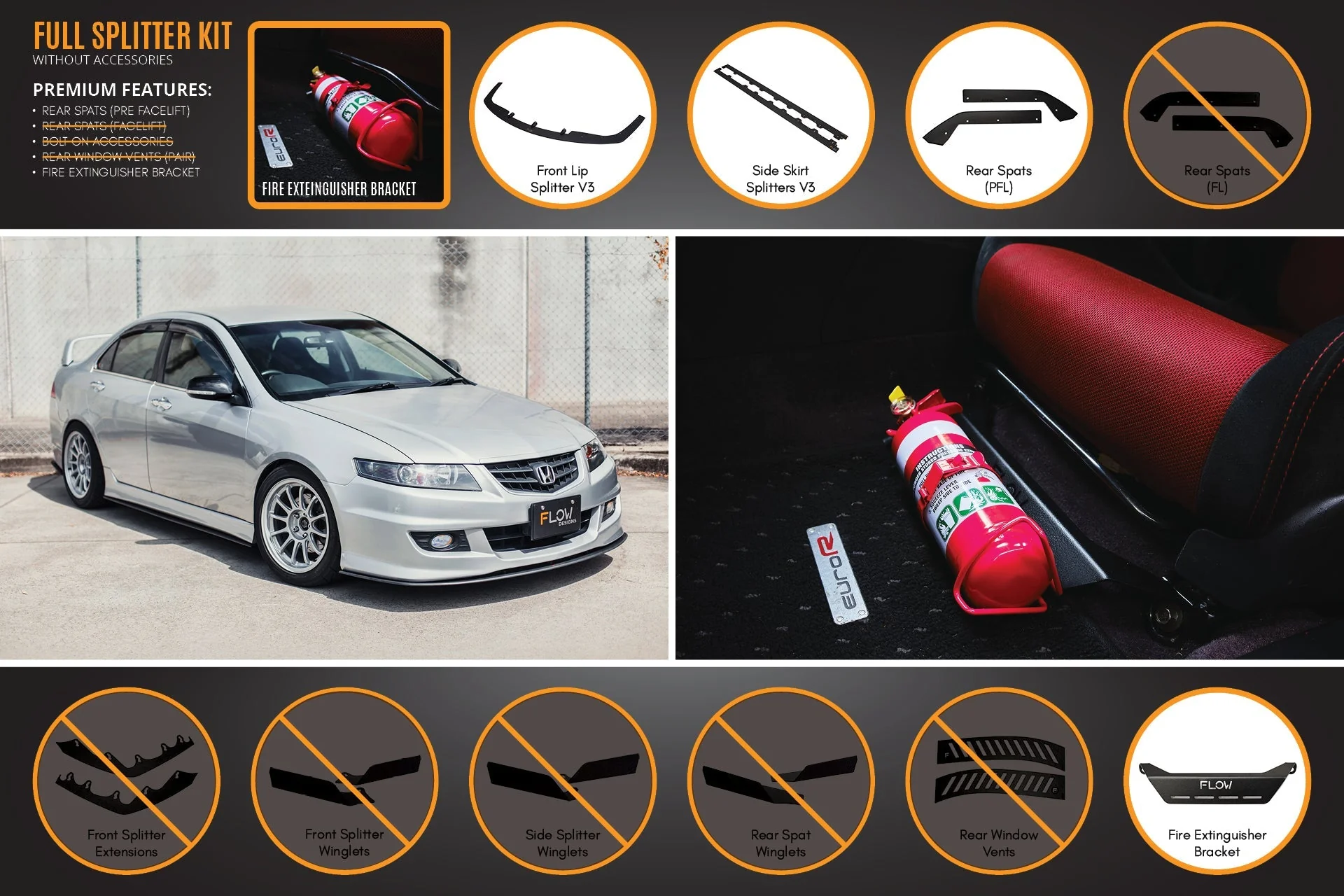 Honda Accord Euro FACELIFT CL7/CL9 Full Lip Splitter Set - Image 4