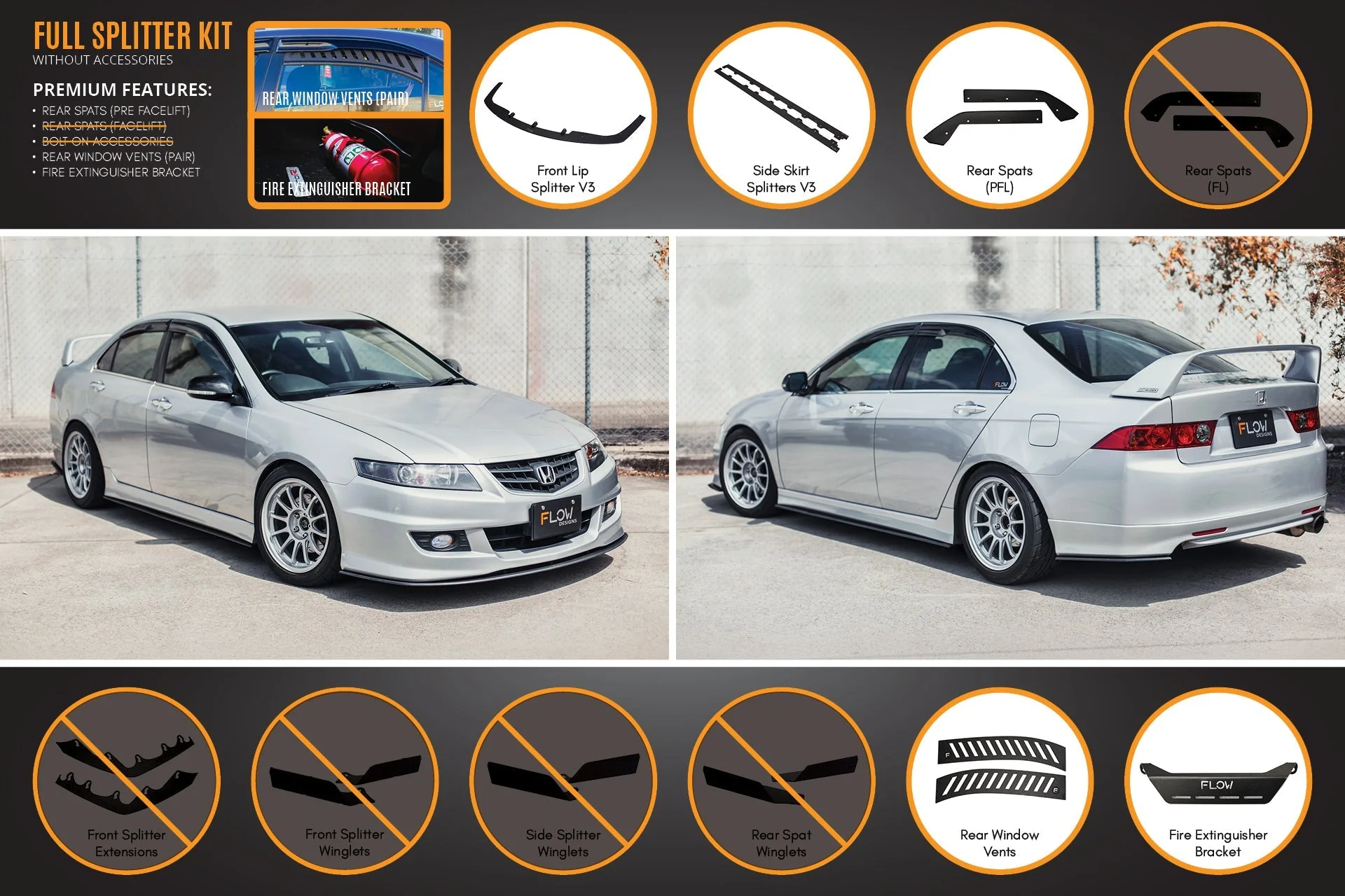 Honda Accord Euro FACELIFT CL7/CL9 Full Lip Splitter Set - Image 5