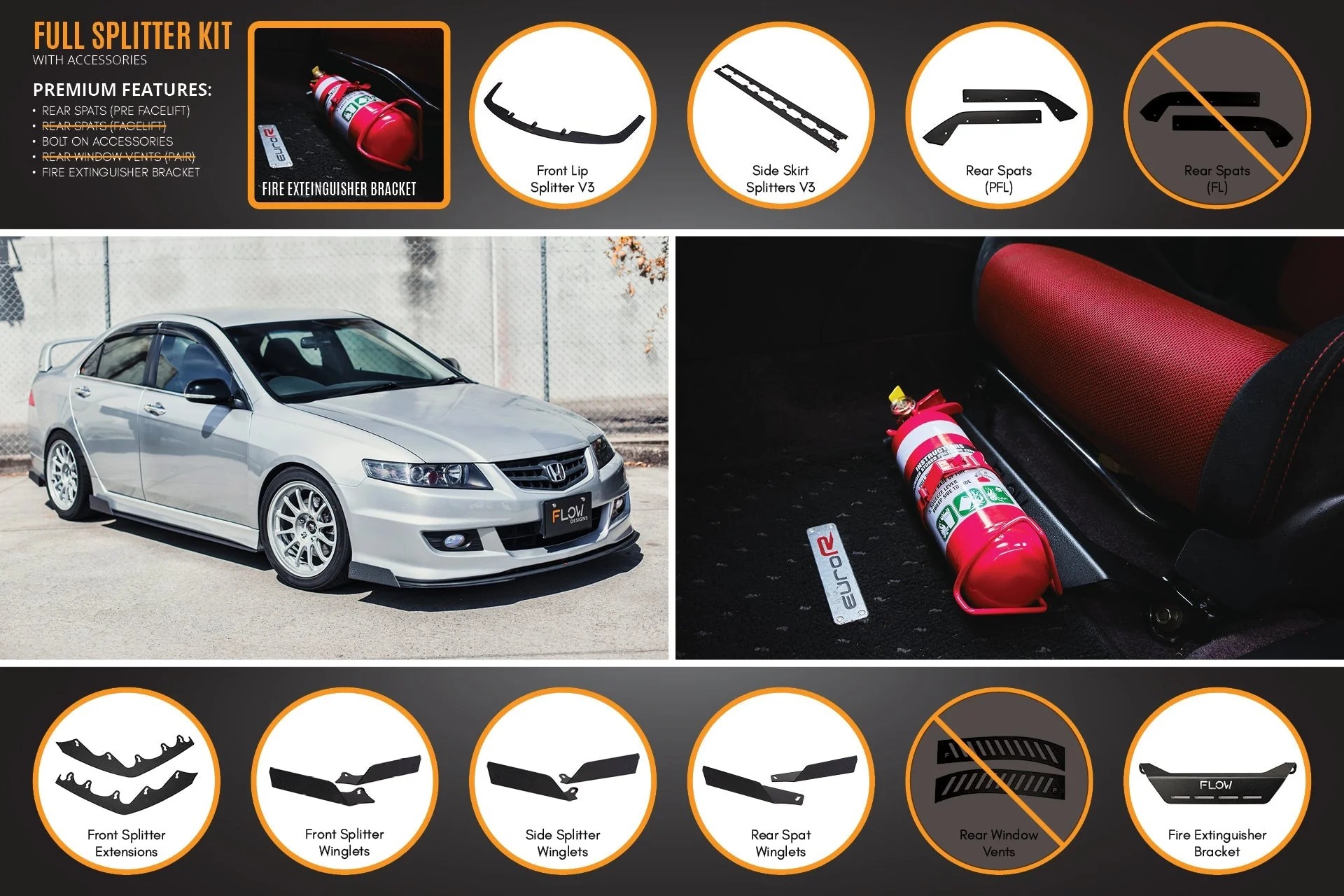 Honda Accord Euro FACELIFT CL7/CL9 Full Lip Splitter Set - Image 8