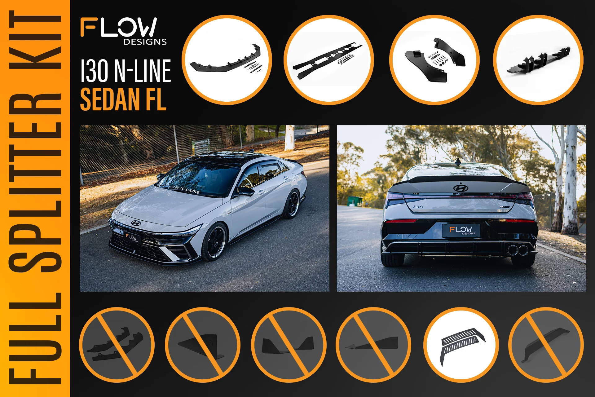 Hyundai CN7 V2 i30 N-Line Sedan FL 2025+ - Full Lip Splitter Set - Image 3