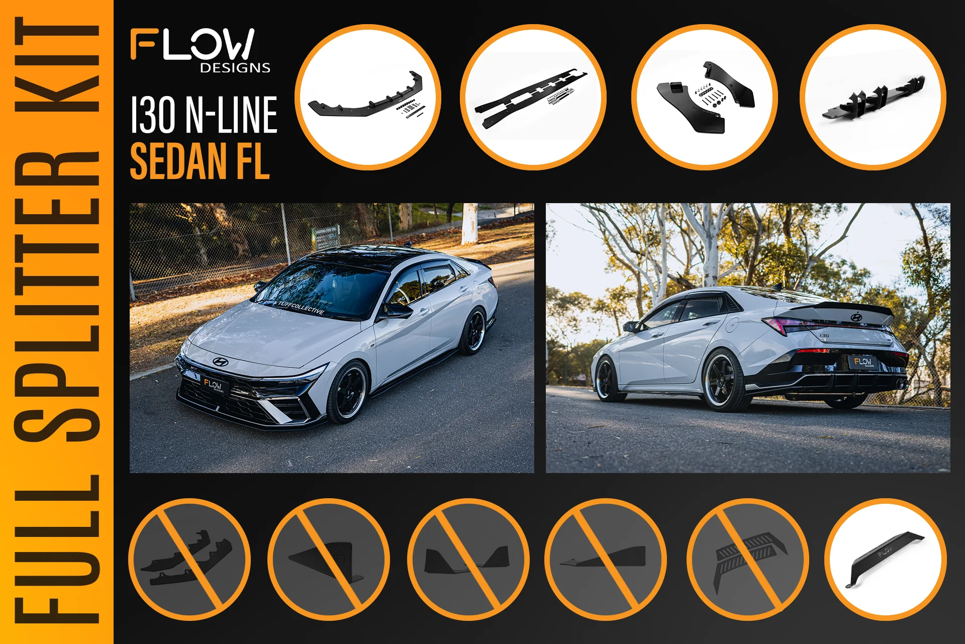 Hyundai CN7 V2 i30 N-Line Sedan FL 2025+ - Full Lip Splitter Set - Image 4