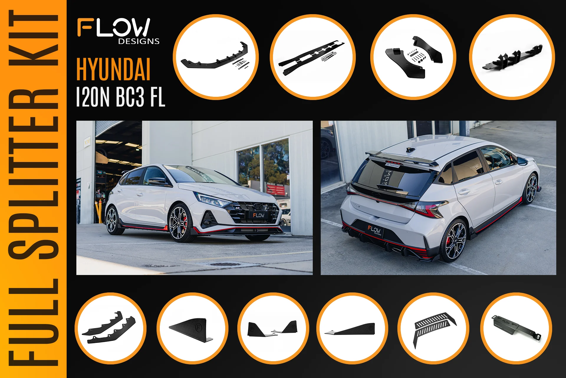 i20 N BC3 Facelift - Full Lip Splitter Set - Image 3