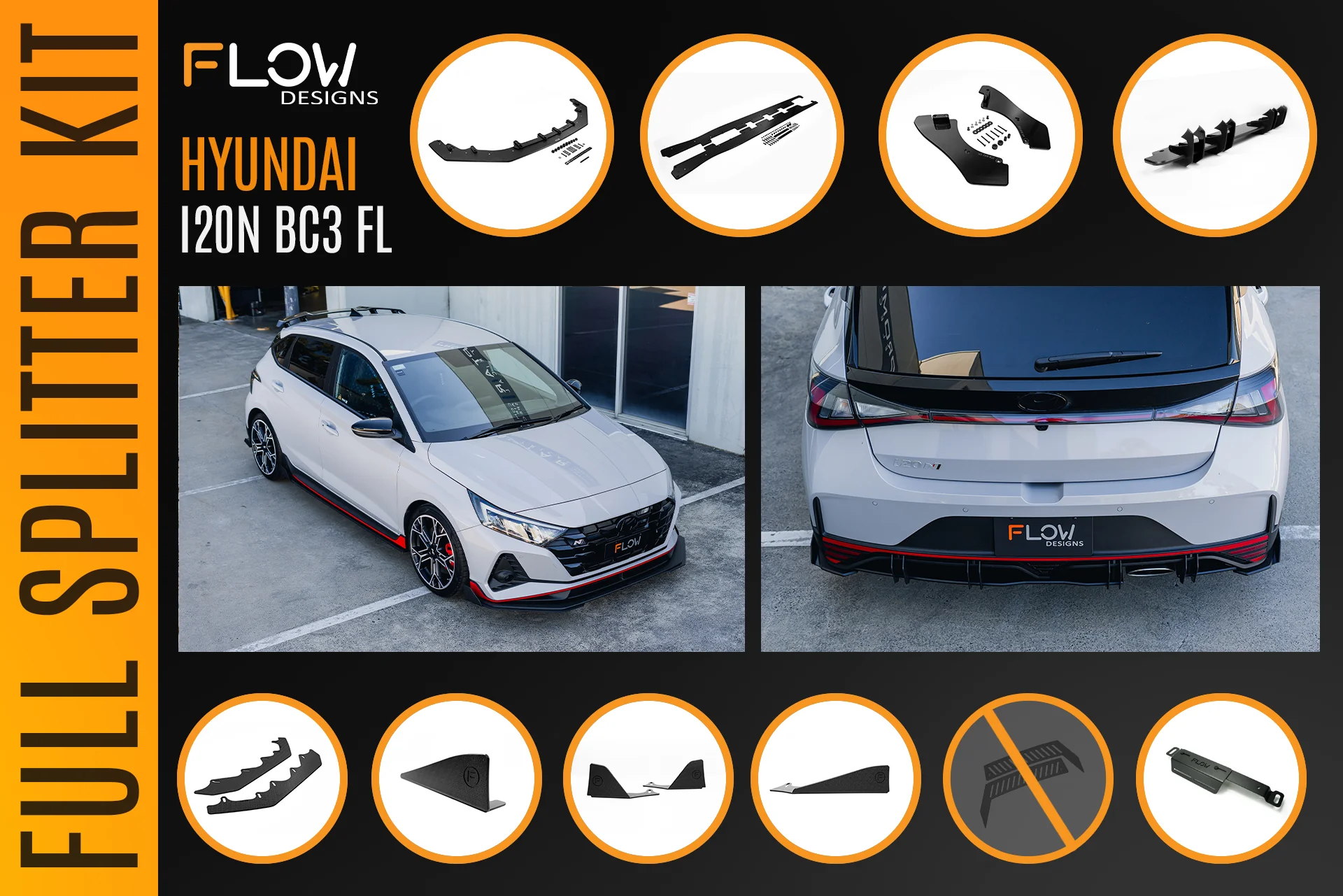i20 N BC3 Facelift - Full Lip Splitter Set - Image 4