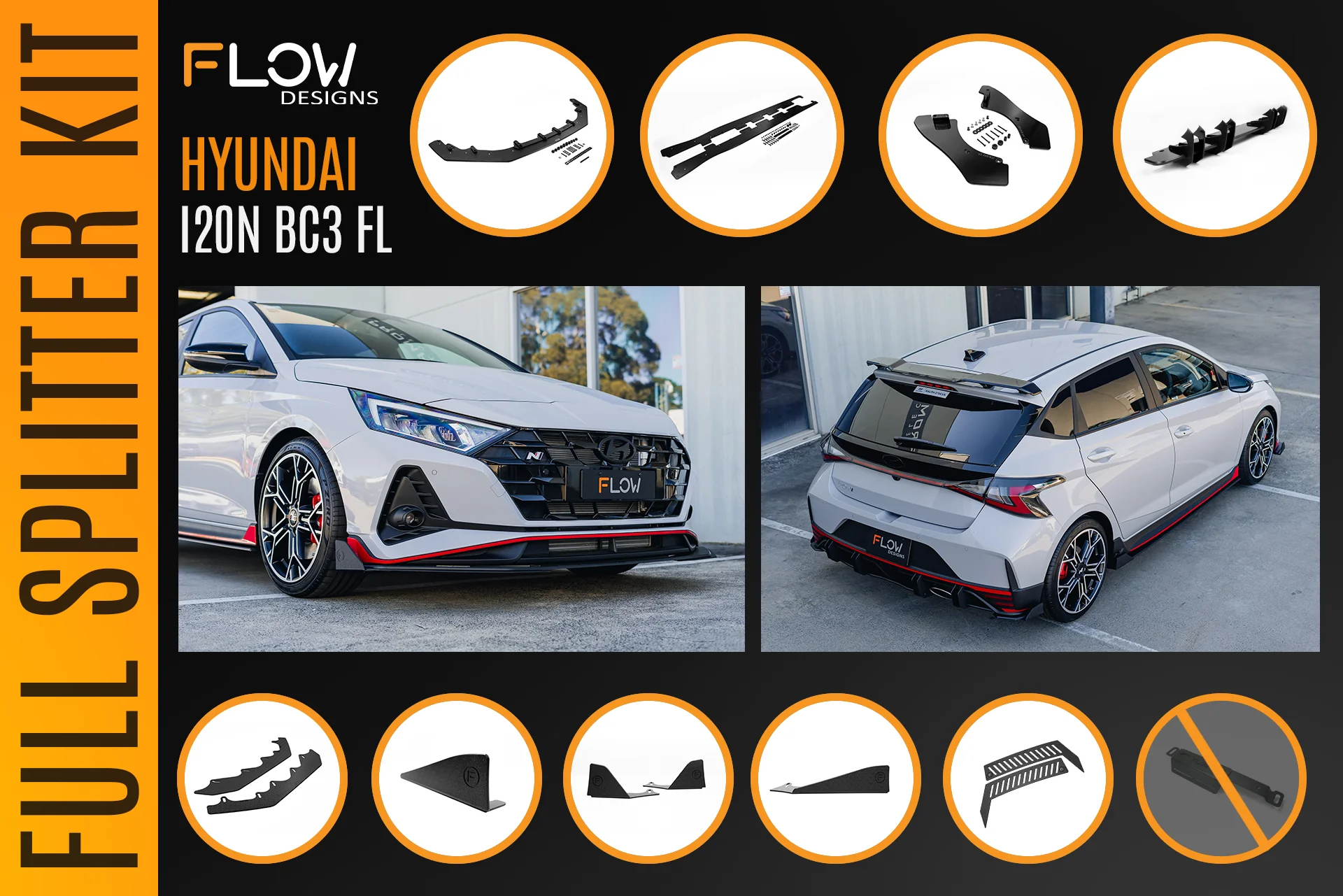 i20 N BC3 Facelift - Full Lip Splitter Set - Image 5