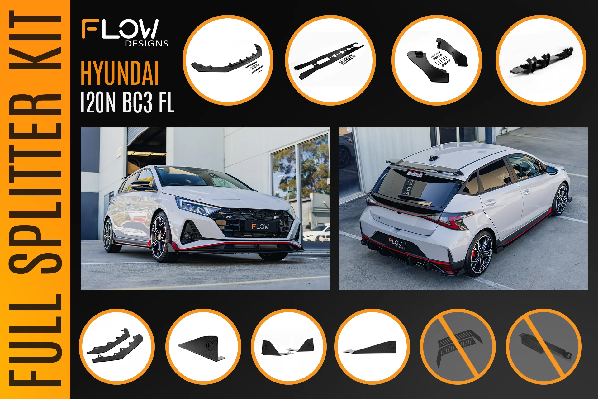 i20 N BC3 Facelift - Full Lip Splitter Set - Image 6