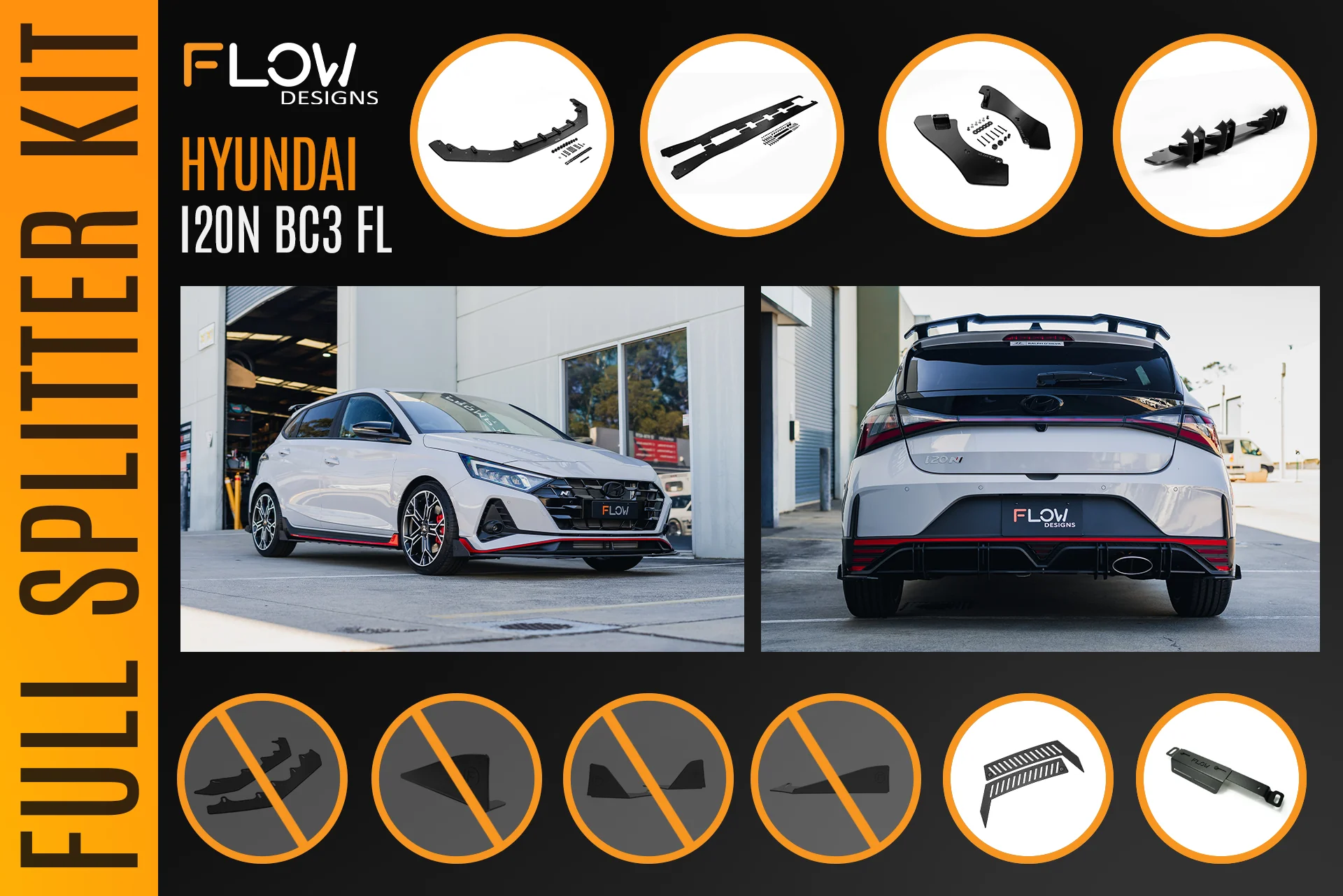 i20 N BC3 Facelift - Full Lip Splitter Set - Image 7