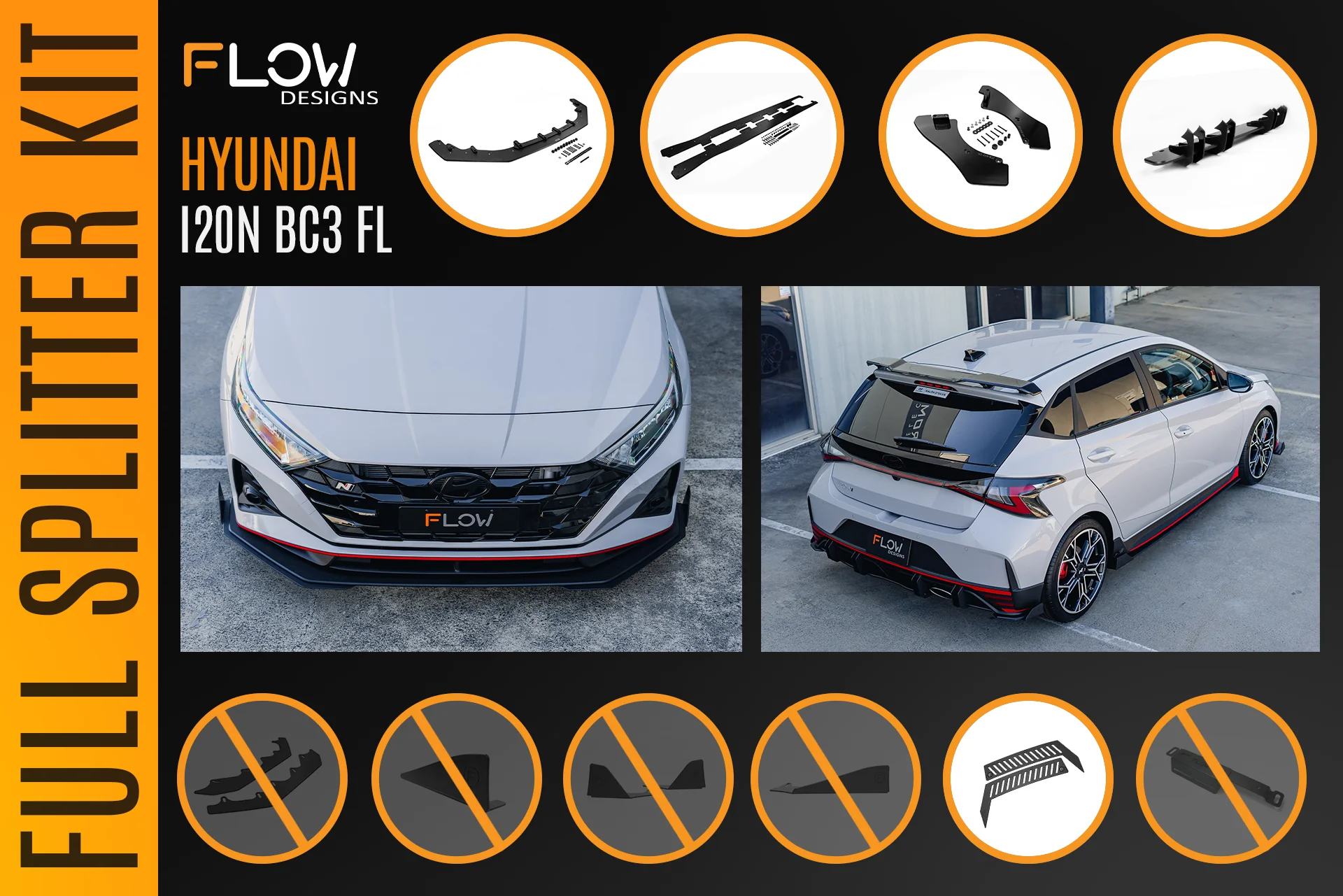 i20 N BC3 Facelift - Full Lip Splitter Set - Image 9
