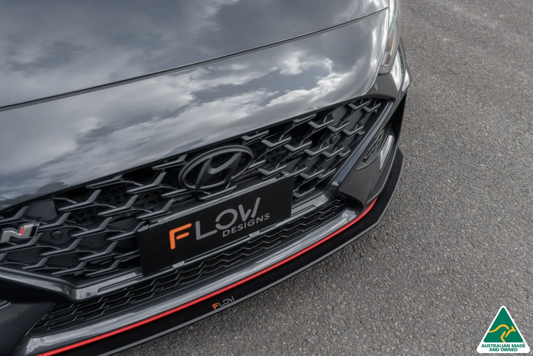 Flow Designs i30N Fastback PD FL (2022+) Front Lip Splitter & Reinforcement Brackets [GLOSS BLACK] - Image 2