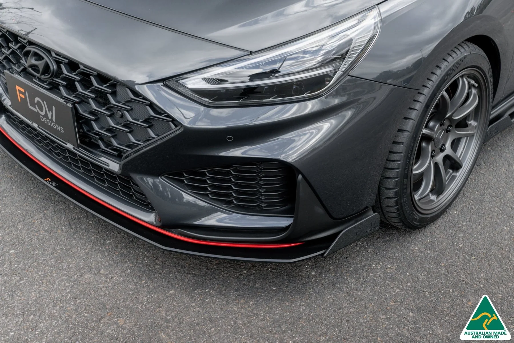 Flow Designs i30N Fastback PD FL (2022+) Front Lip Splitter & Reinforcement Brackets [GLOSS BLACK] - Image 8