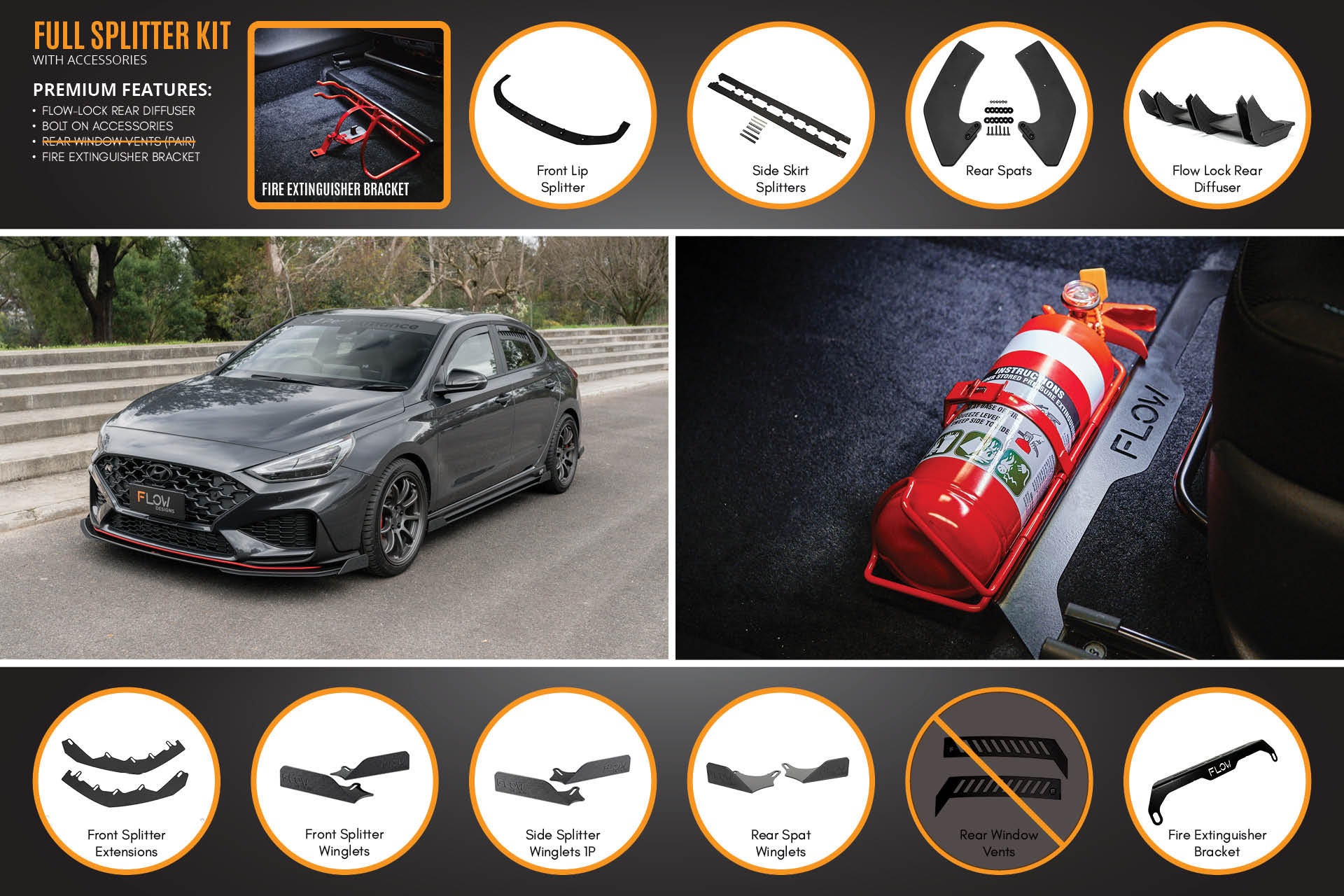 Flow Designs Hyundai i30N Fastback PD FL (2022+) Full Lip Splitter Set - Image 7