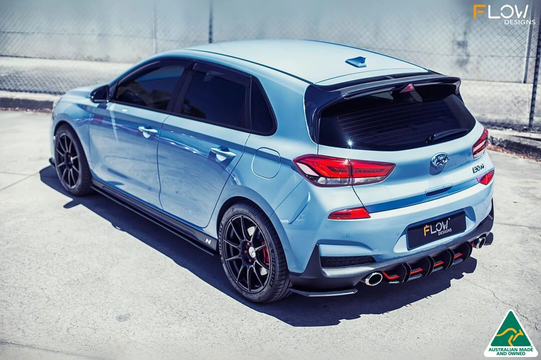 Flow Designs i30N Hatch PD (2018-2020) Flow-Lock Rear Diffuser [GLOSS BLACK] - Image 7