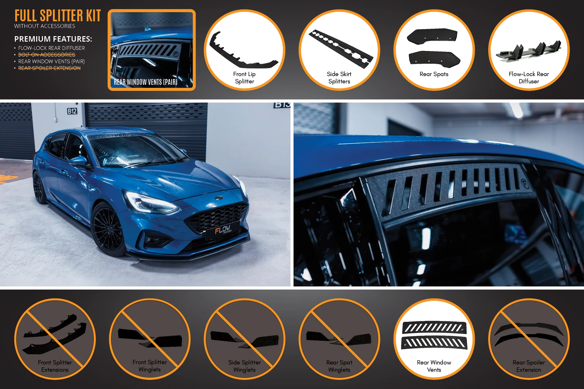 MK4 Focus ST-Line Full Lip Splitter Set - Image 3