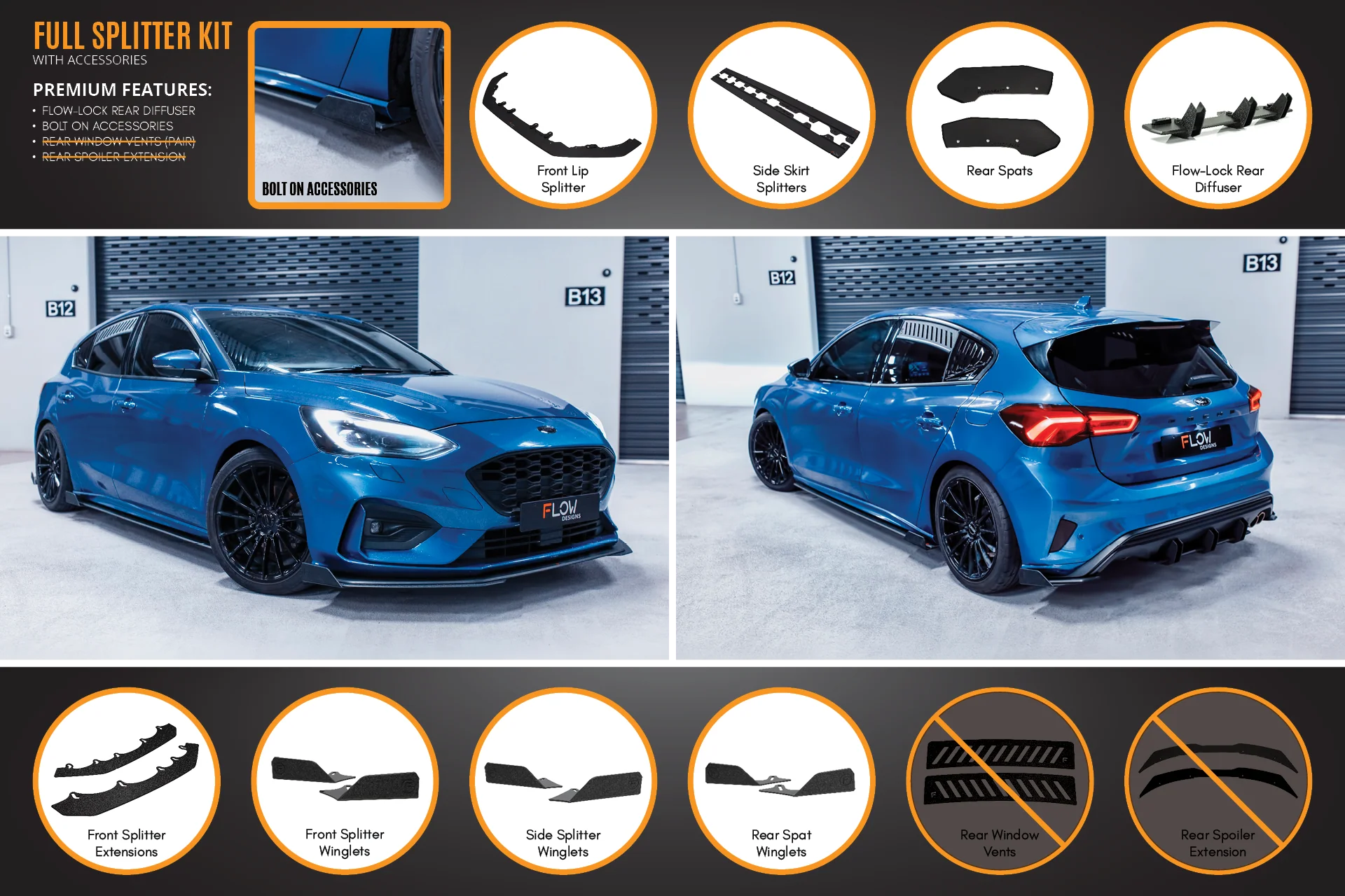MK4 Focus ST-Line Full Lip Splitter Set - Image 6