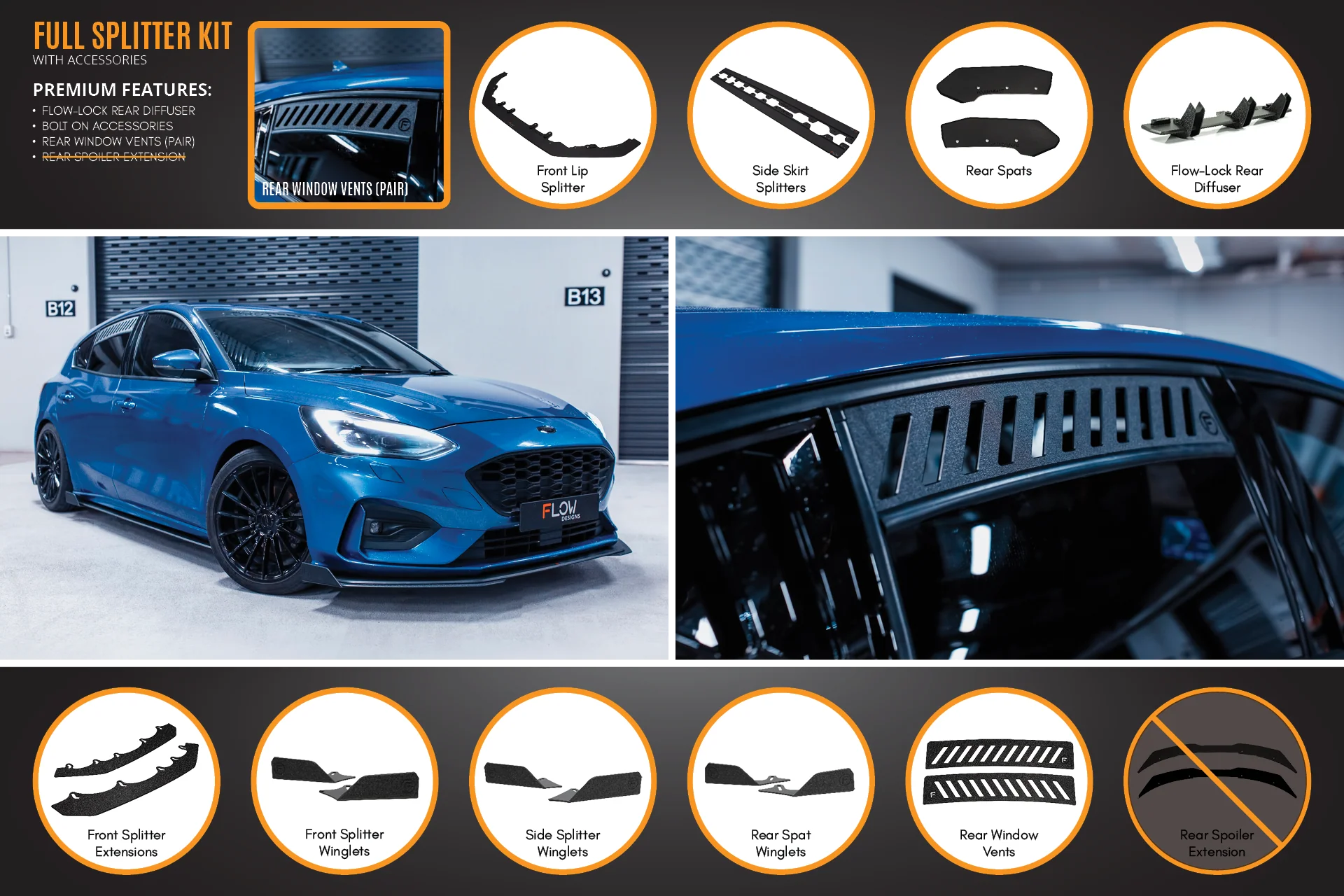 MK4 Focus ST-Line Full Lip Splitter Set - Image 7