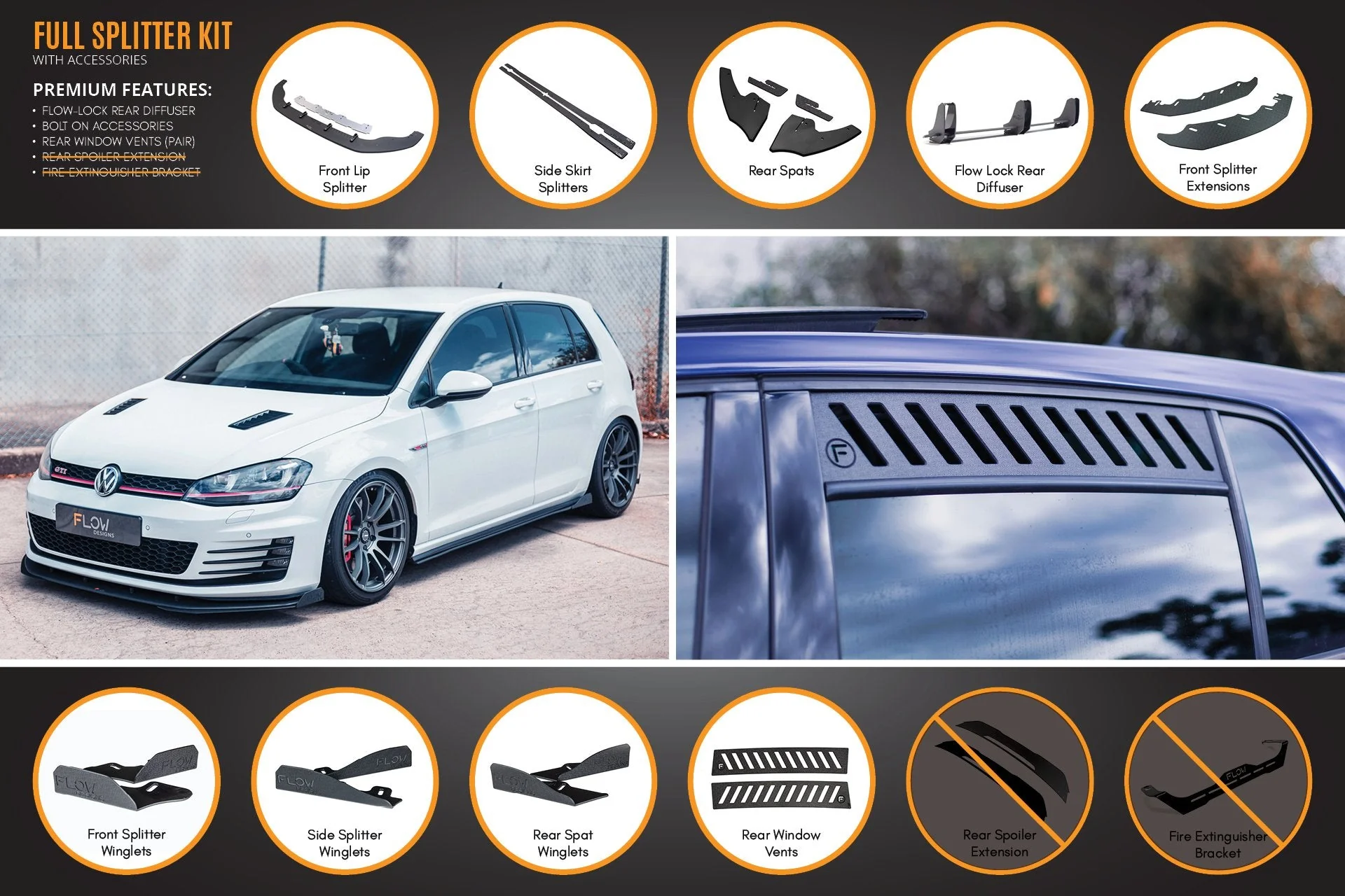 MK7 Golf GTI Full Lip Splitter Set with Flow-Lock Rear Diffuser - Image 11