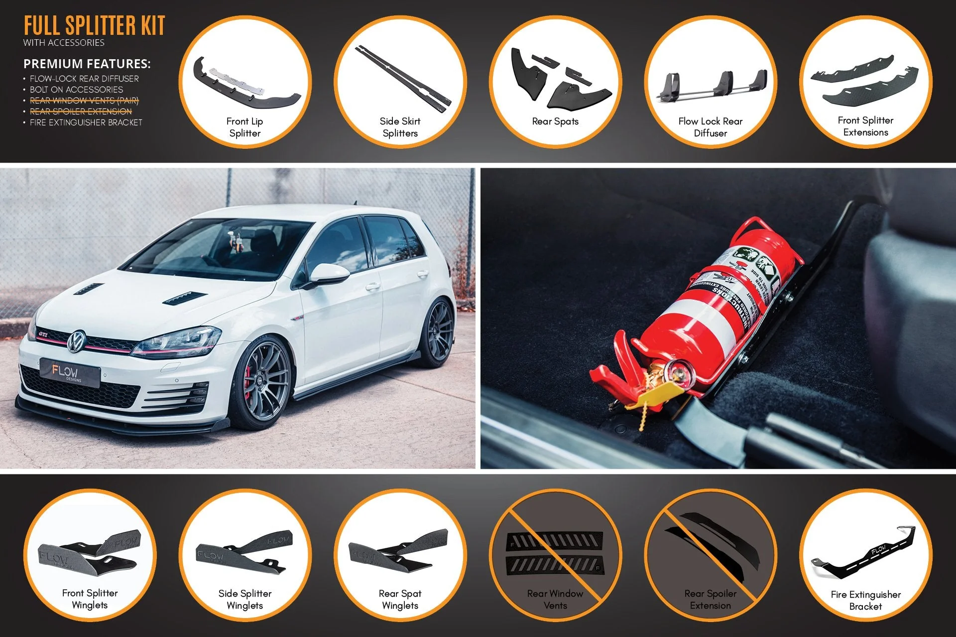 MK7 Golf GTI Full Lip Splitter Set with Flow-Lock Rear Diffuser - Image 13