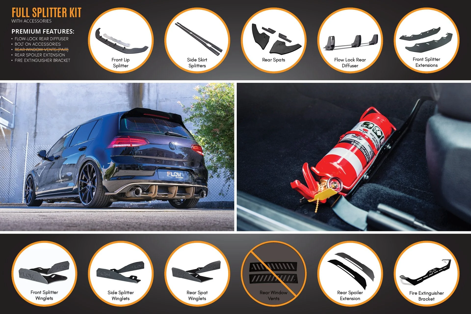 MK7 Golf GTI Full Lip Splitter Set with Flow-Lock Rear Diffuser - Image 15