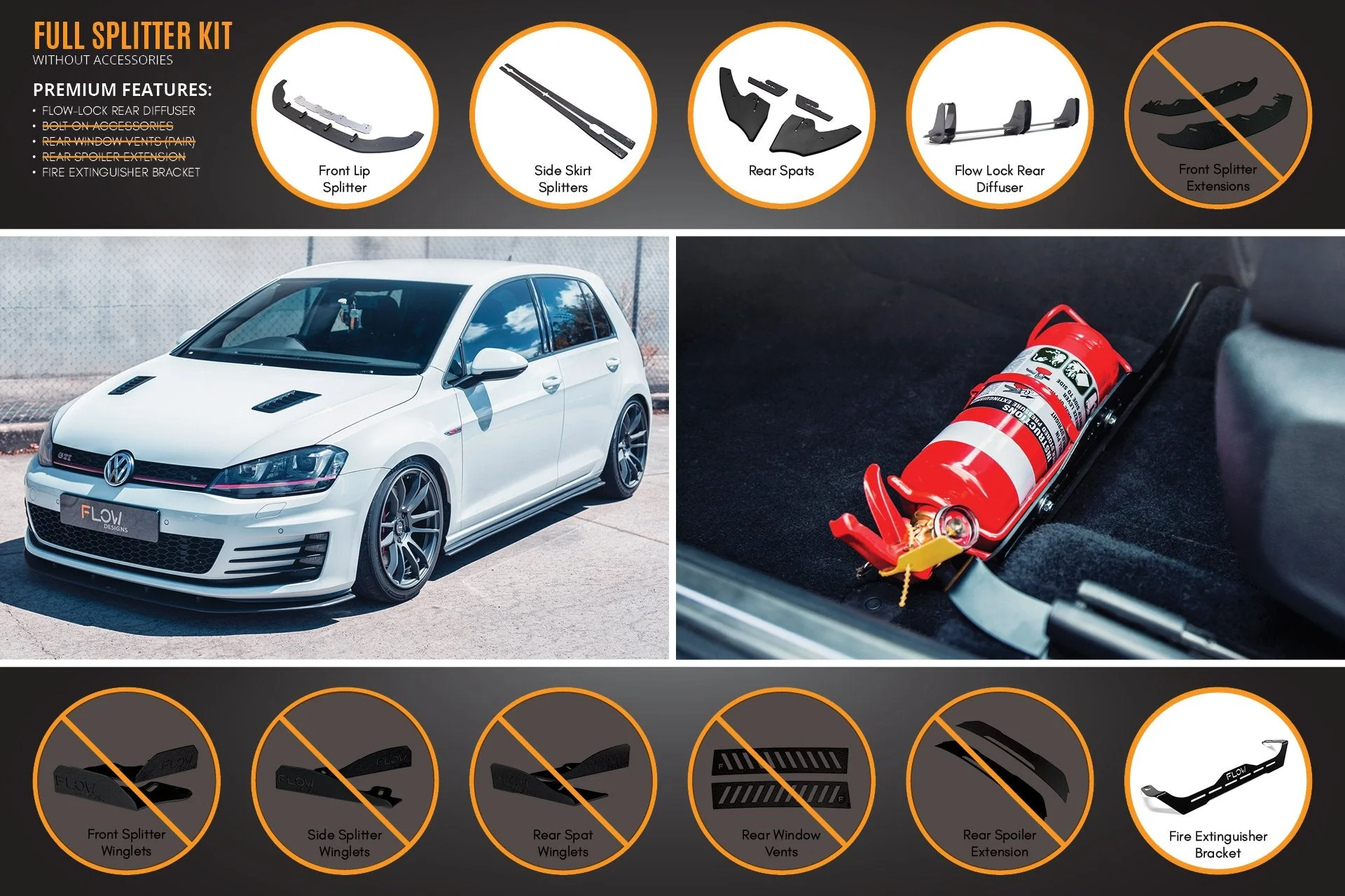 MK7 Golf GTI Full Lip Splitter Set with Flow-Lock Rear Diffuser - Image 5