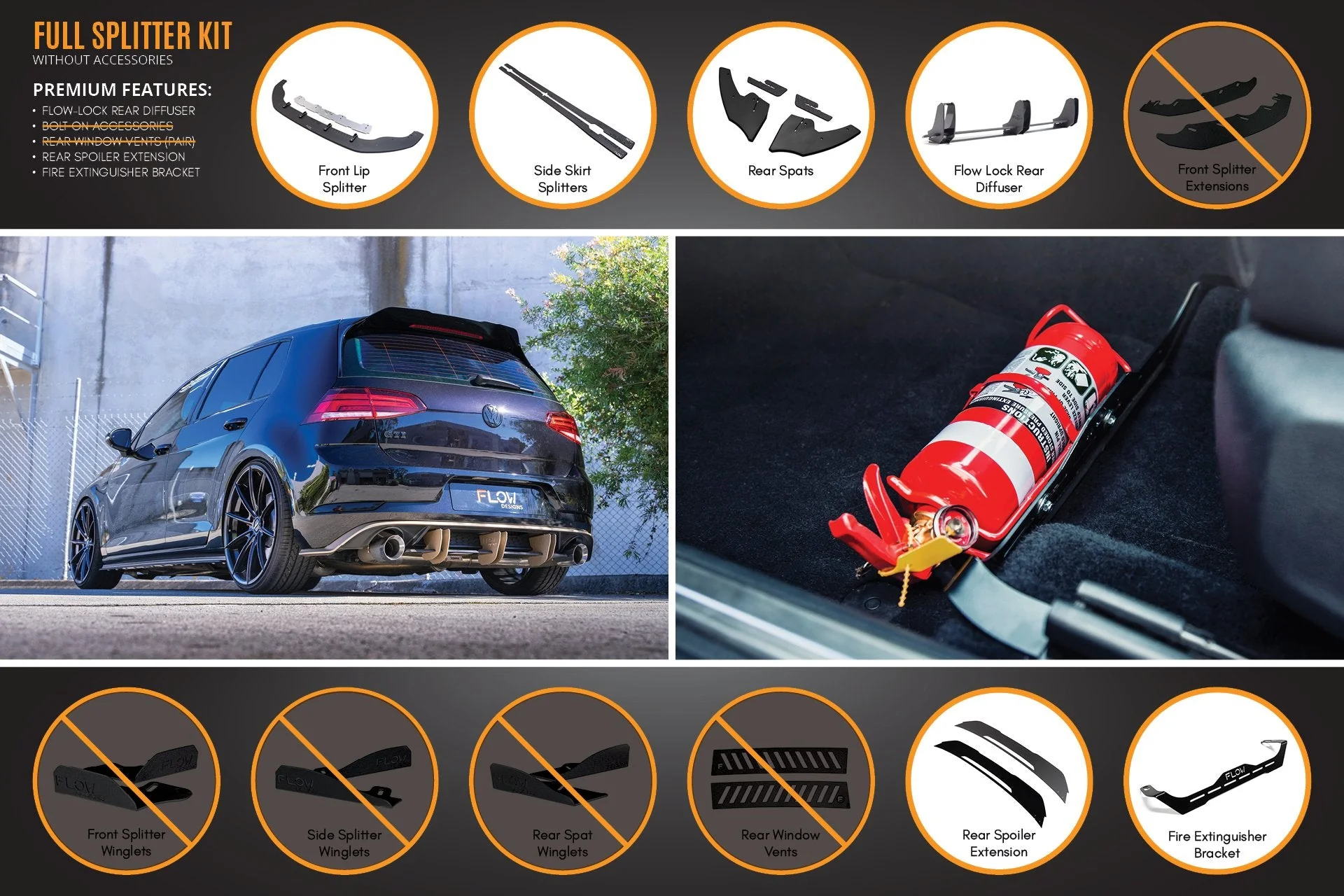 MK7 Golf GTI Full Lip Splitter Set with Flow-Lock Rear Diffuser - Image 7