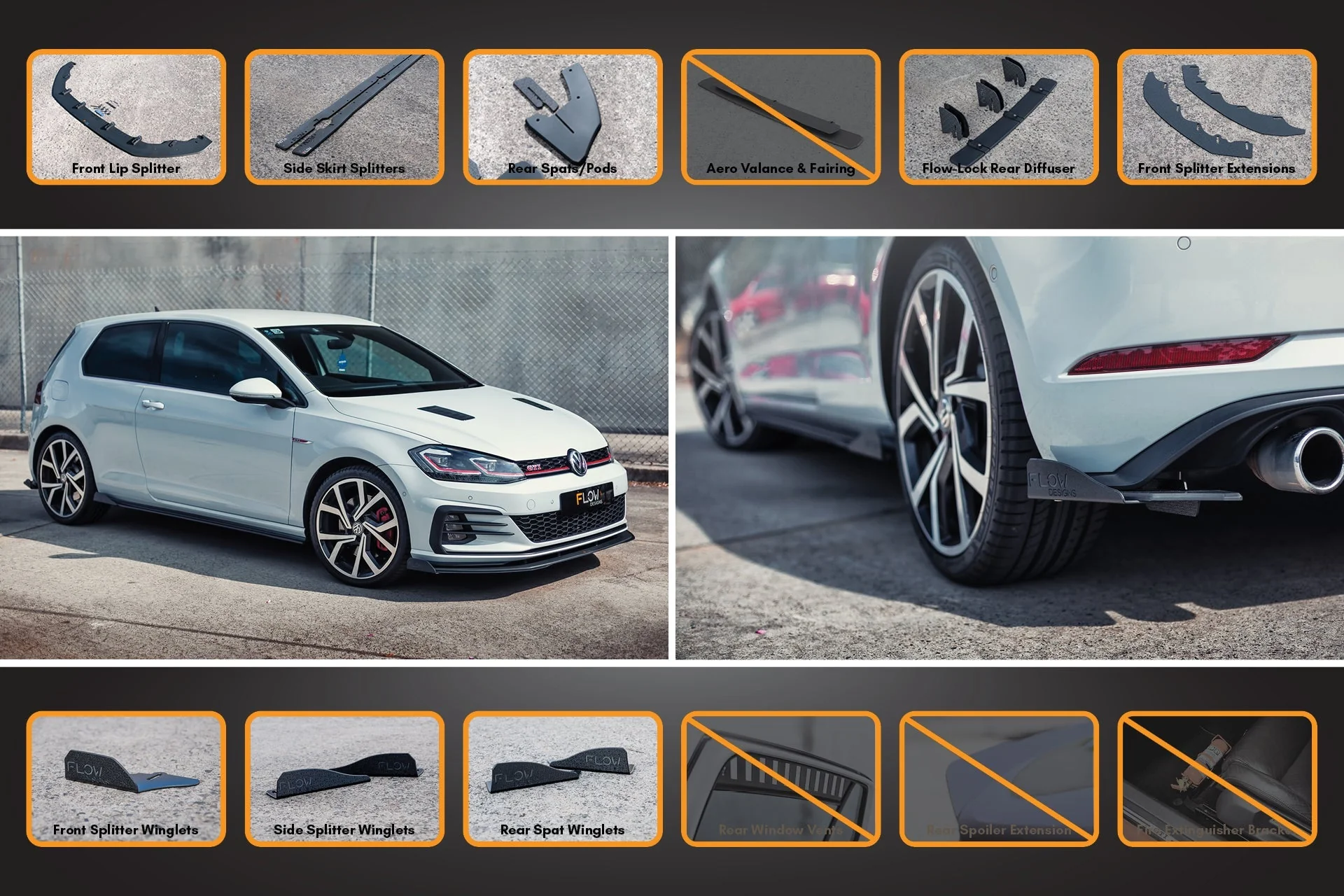 MK7.5 Golf GTI Full Lip Splitter Set with Flow-Lock Rear Diffuser - Image 10