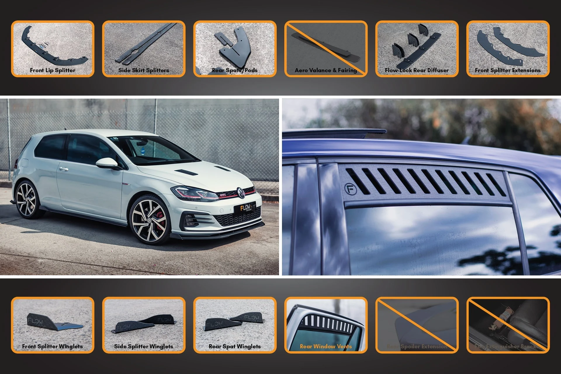 MK7.5 Golf GTI Full Lip Splitter Set with Flow-Lock Rear Diffuser - Image 11