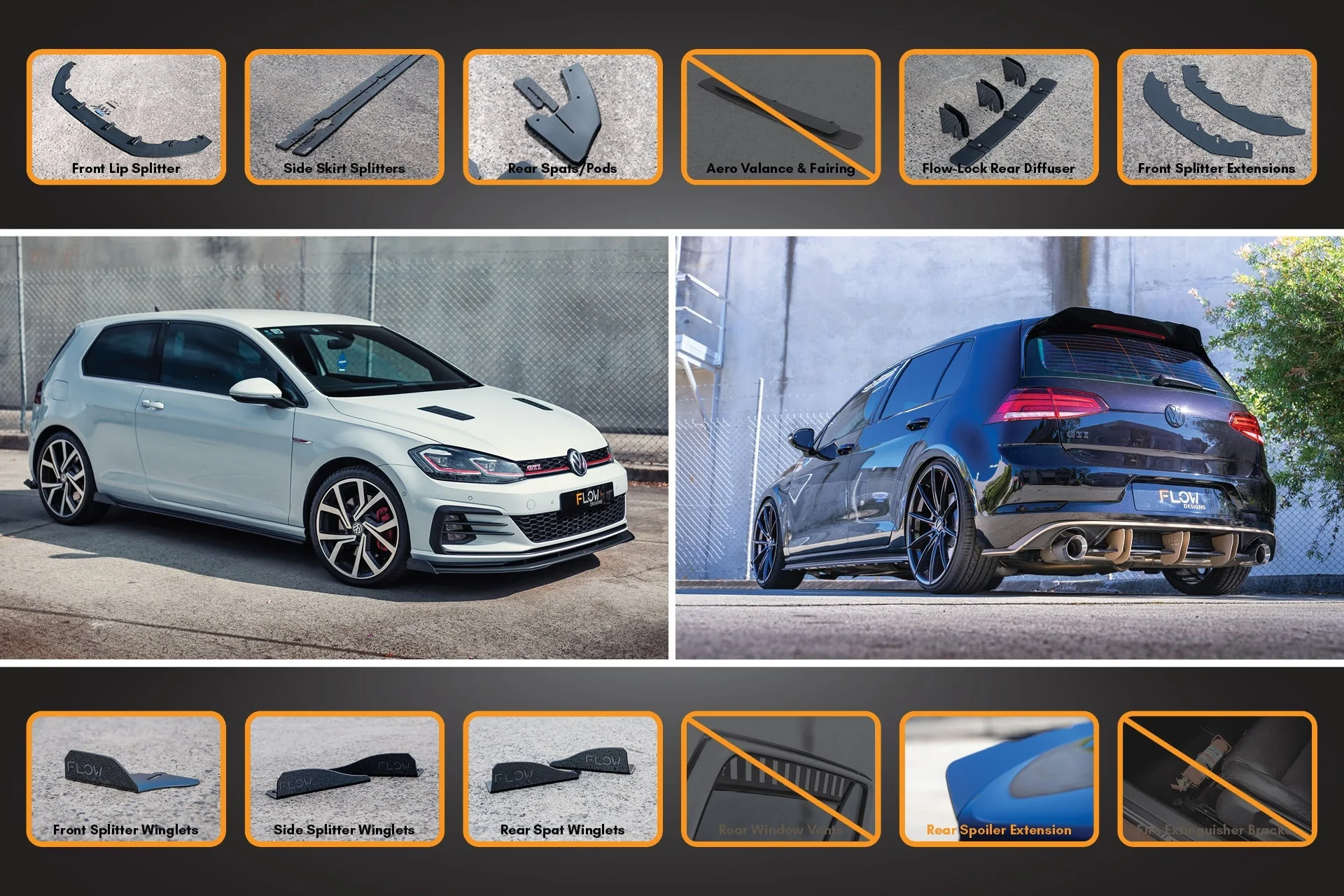 MK7.5 Golf GTI Full Lip Splitter Set with Flow-Lock Rear Diffuser - Image 12