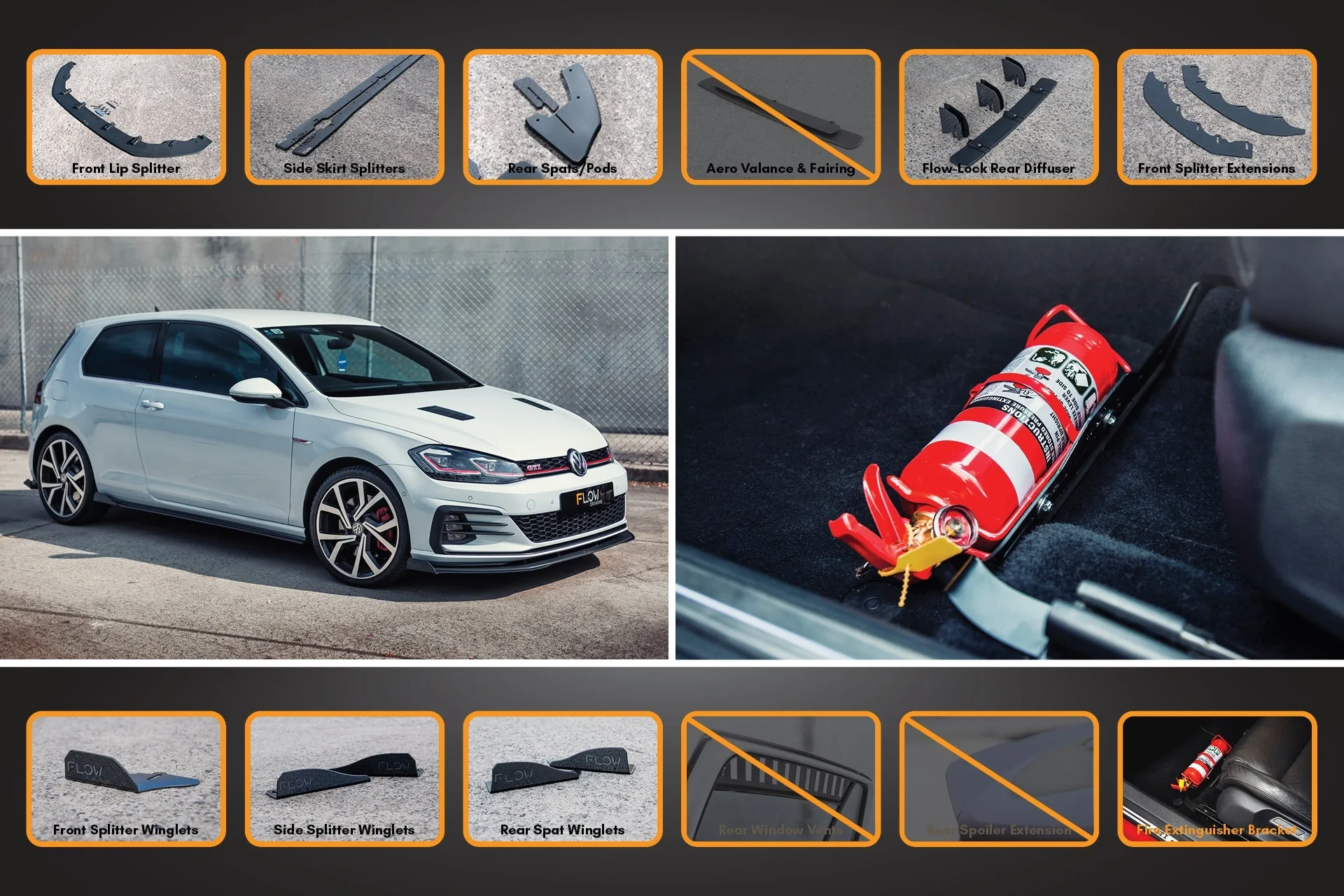 MK7.5 Golf GTI Full Lip Splitter Set with Flow-Lock Rear Diffuser - Image 13