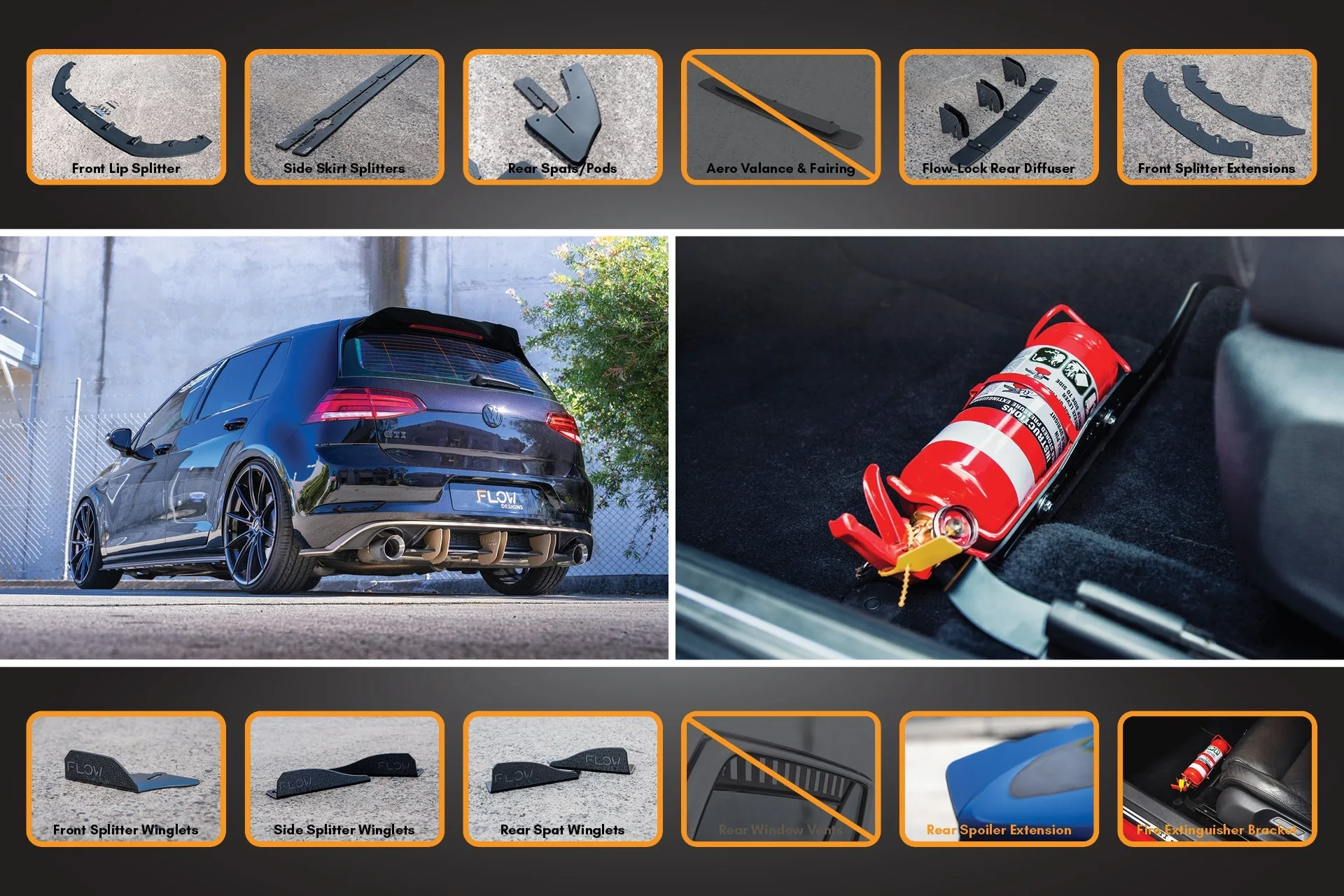 MK7.5 Golf GTI Full Lip Splitter Set with Flow-Lock Rear Diffuser - Image 15