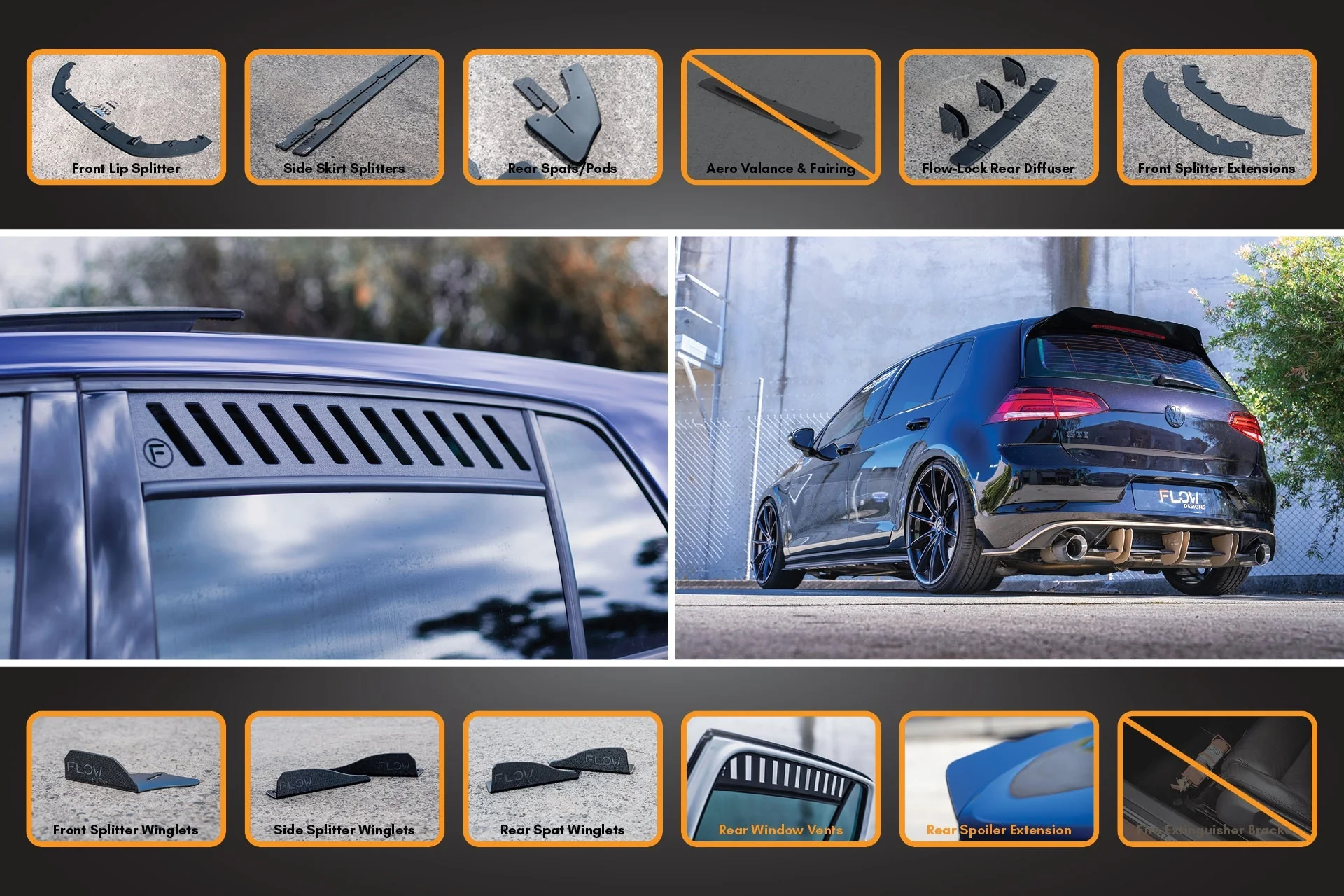 MK7.5 Golf GTI Full Lip Splitter Set with Flow-Lock Rear Diffuser - Image 16