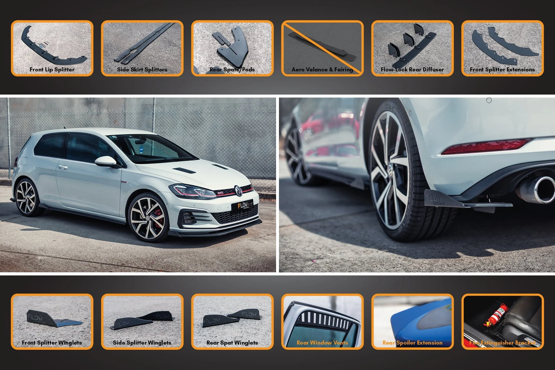 MK7.5 Golf GTI Full Lip Splitter Set with Flow-Lock Rear Diffuser - Image 17