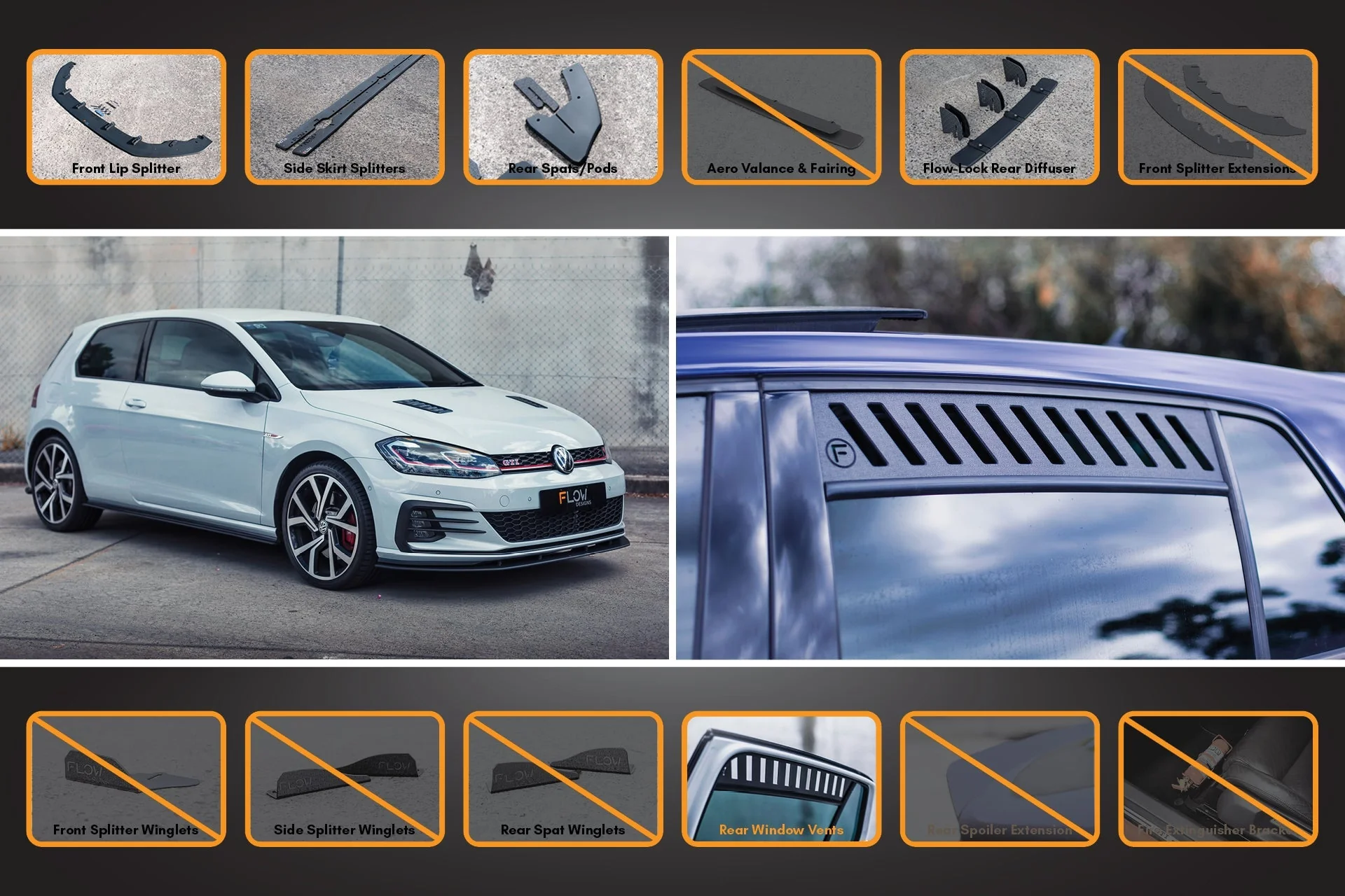 MK7.5 Golf GTI Full Lip Splitter Set with Flow-Lock Rear Diffuser - Image 3
