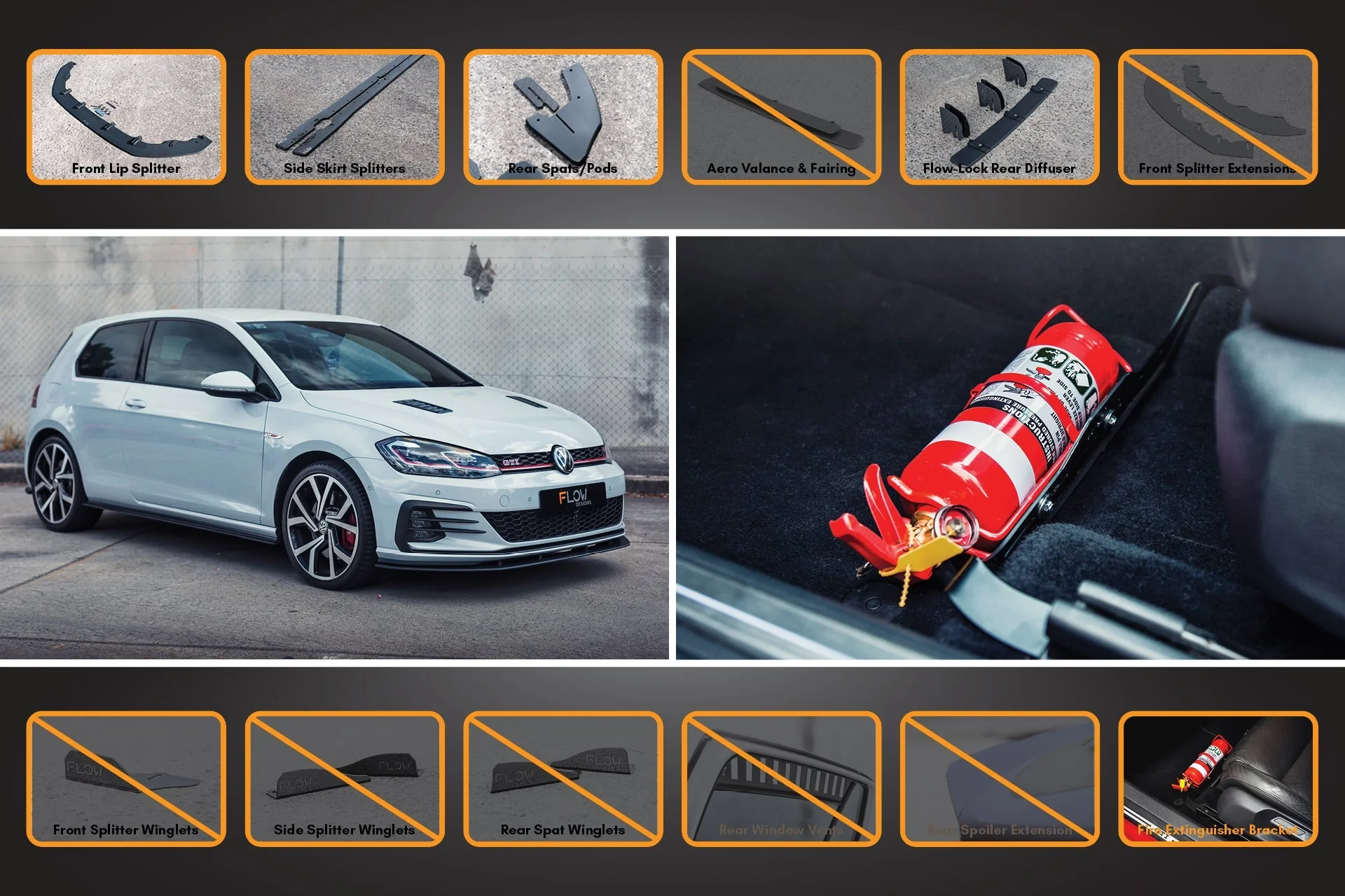 MK7.5 Golf GTI Full Lip Splitter Set with Flow-Lock Rear Diffuser - Image 5