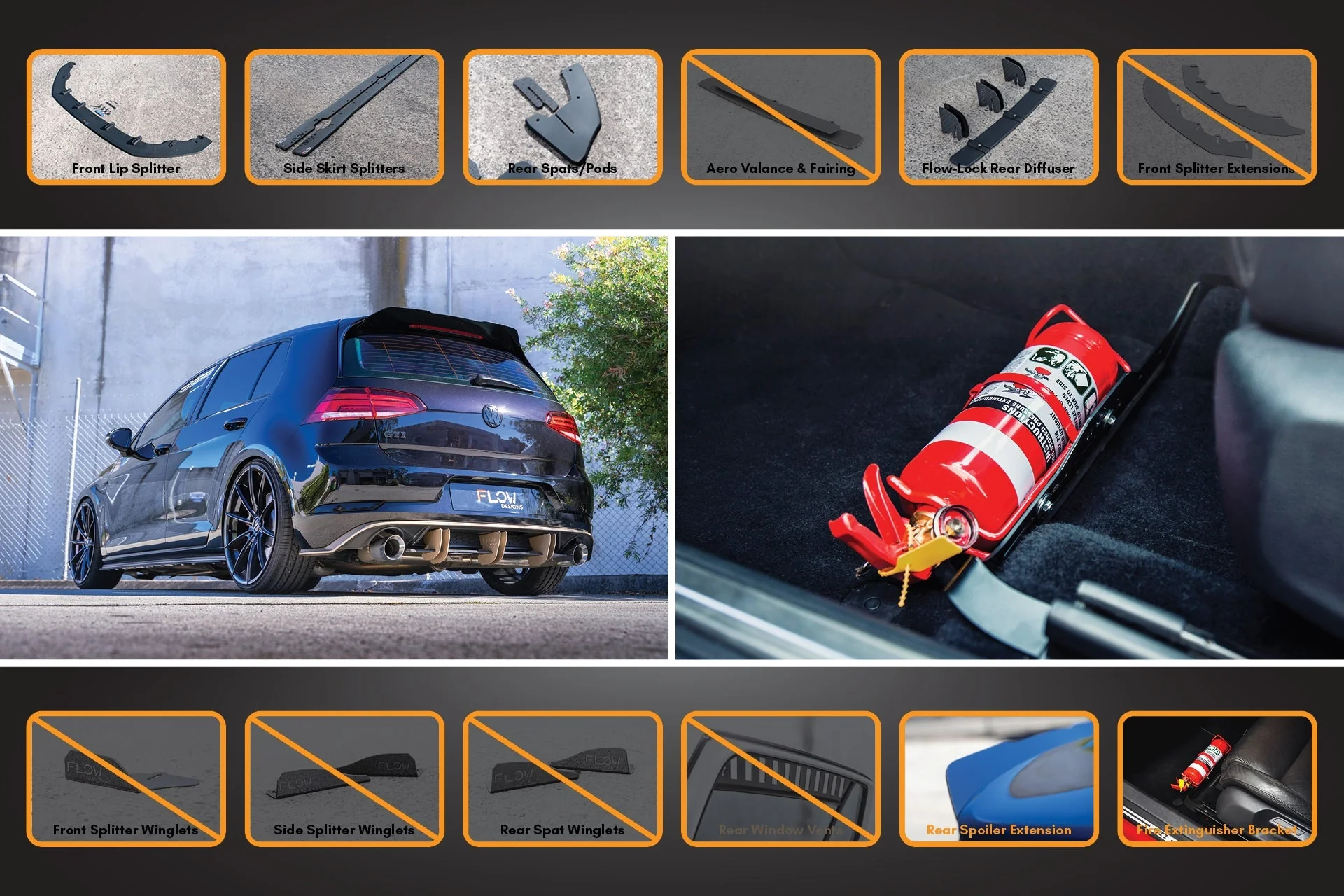 MK7.5 Golf GTI Full Lip Splitter Set with Flow-Lock Rear Diffuser - Image 7