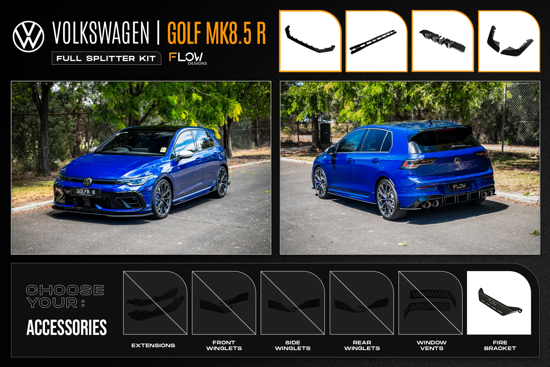 MK8.5 Golf R Full Lip Splitter Set - Image 4