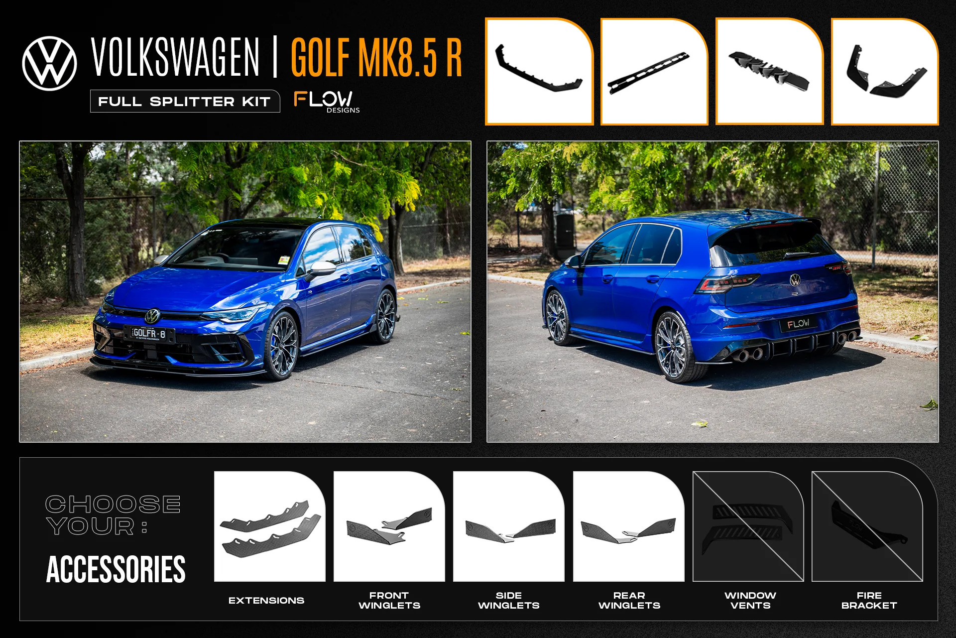 MK8.5 Golf R Full Lip Splitter Set - Image 6