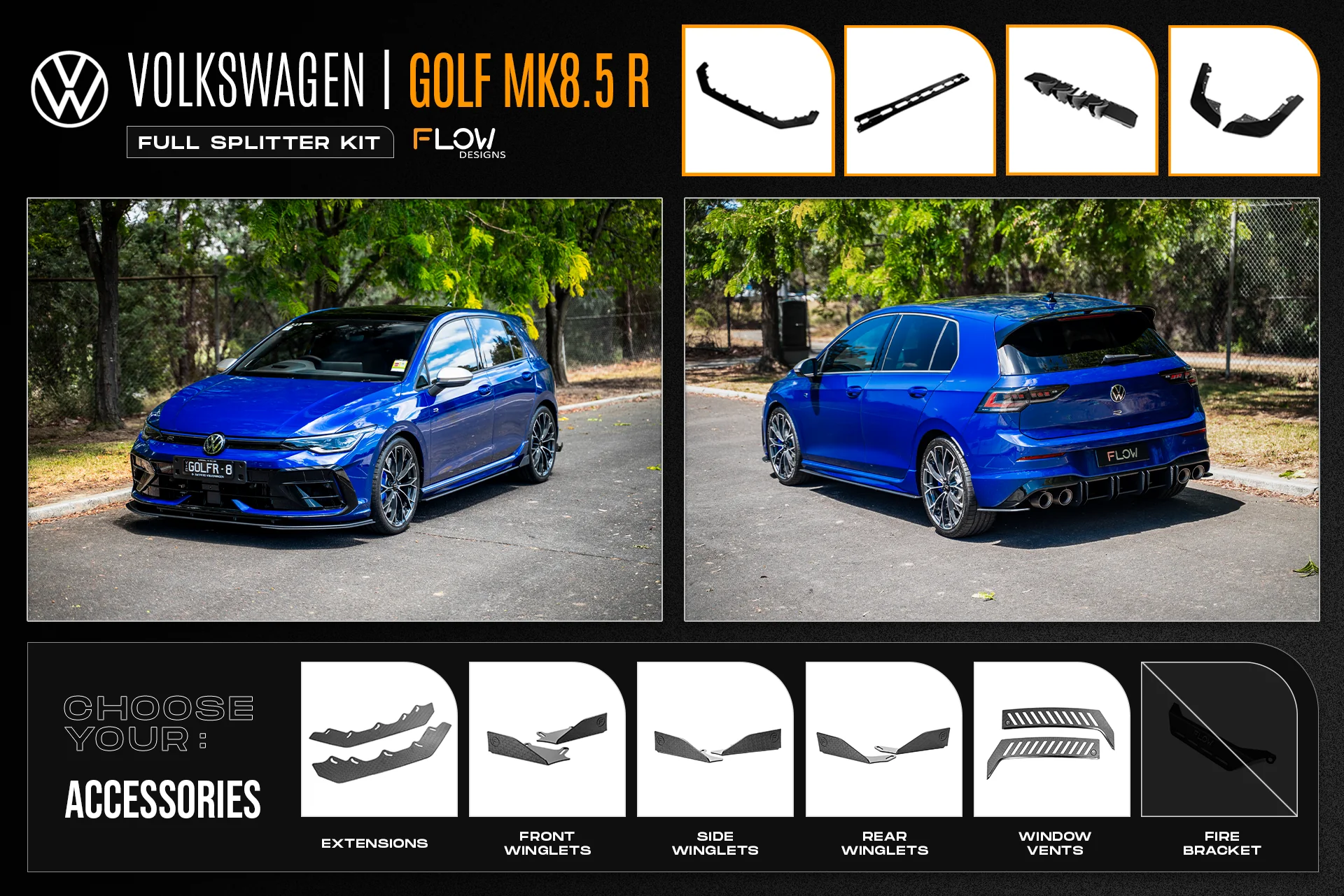MK8.5 Golf R Full Lip Splitter Set - Image 7